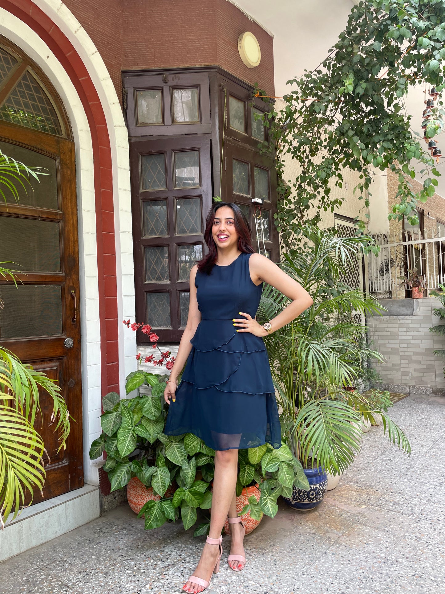 Success Georgette Dress- Navy Blue