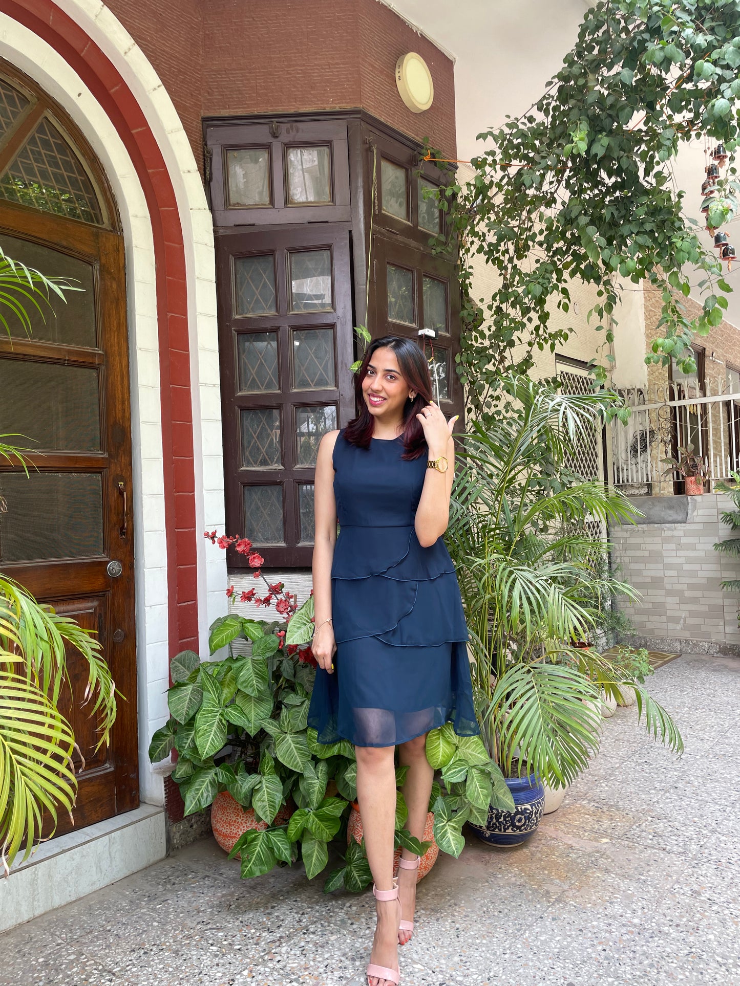 Success Georgette Dress- Navy Blue