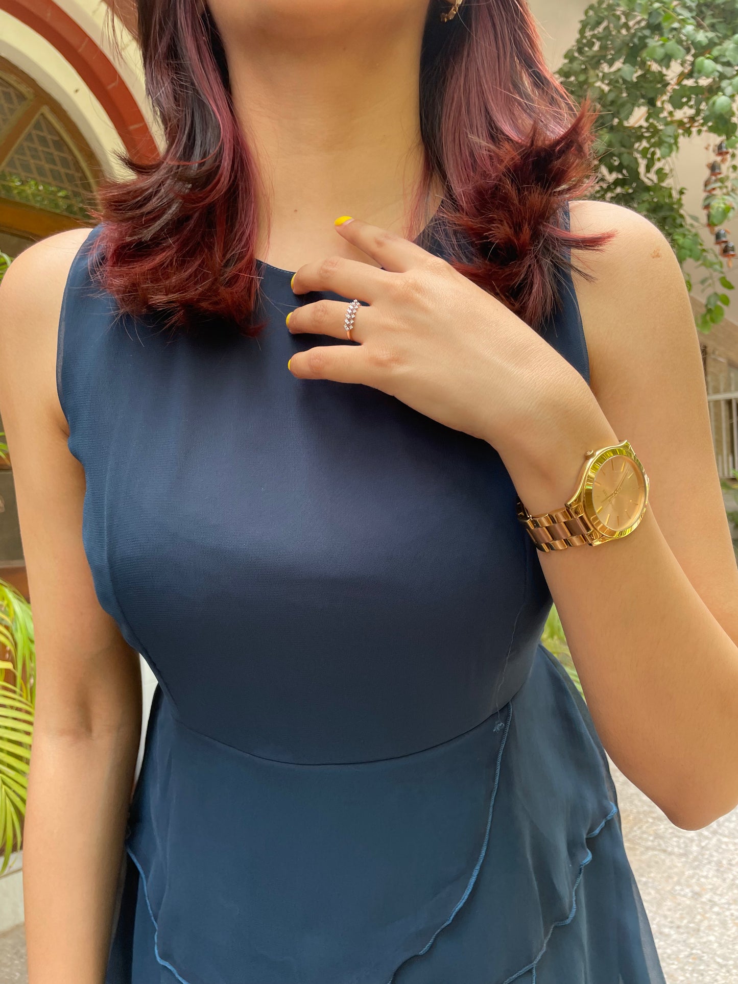 Success Georgette Dress- Navy Blue