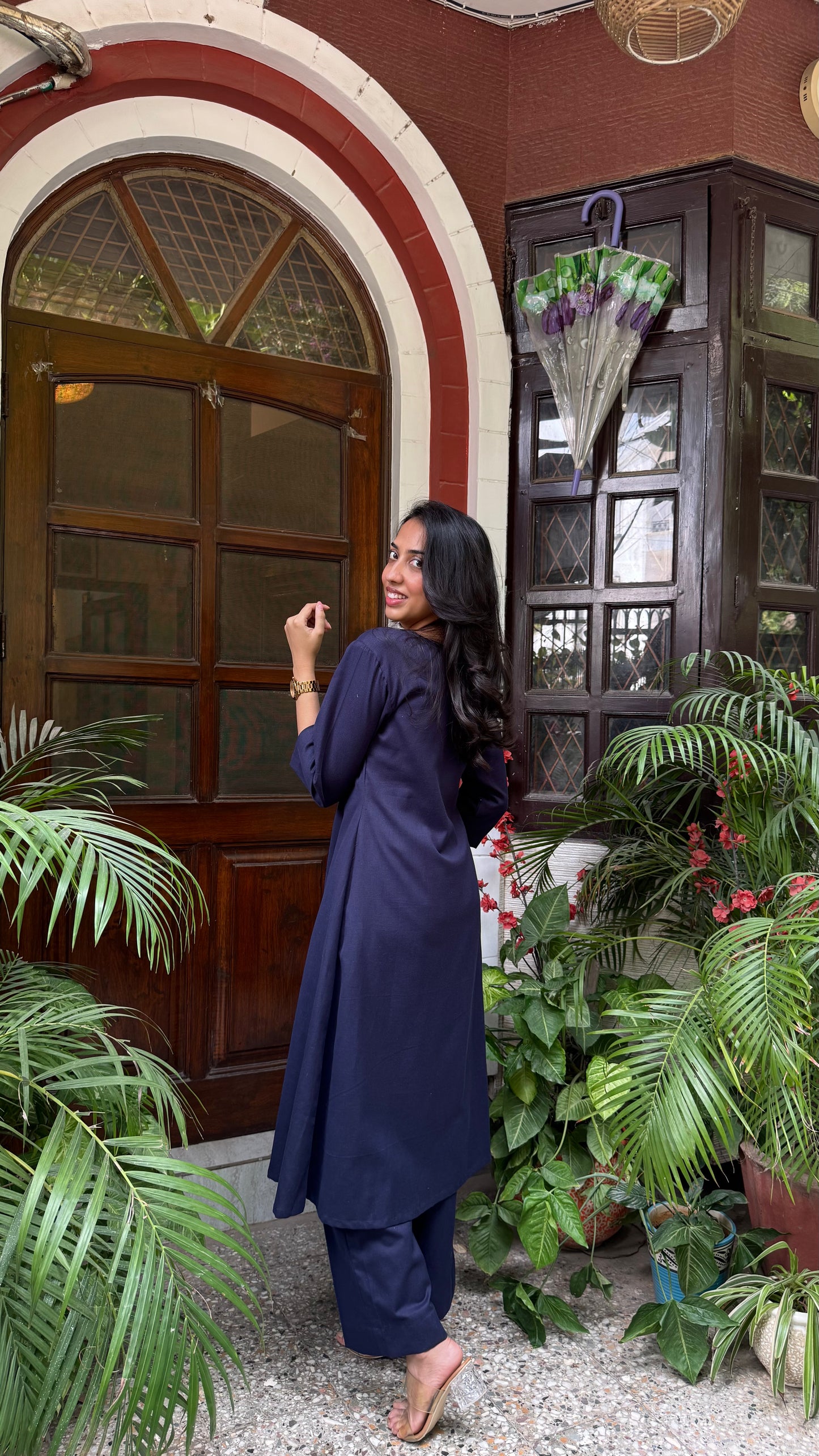 A-Line Cotton/Linen Set - Navy (Premium Collection)