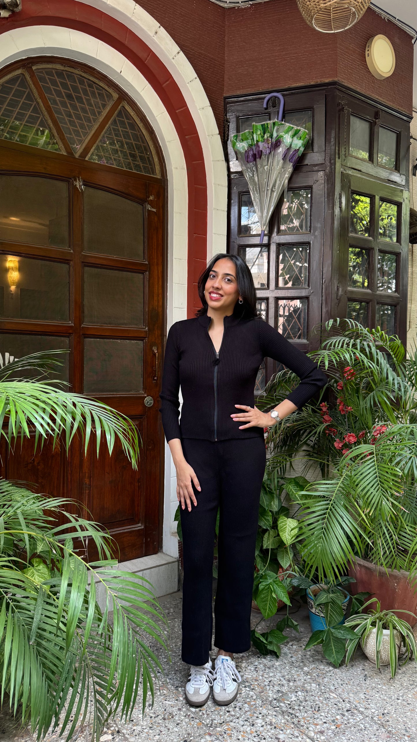 Comfy Zip Ribbed Sweater Set - Black