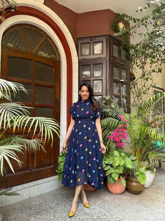 Twirl in Gems Dress- Blue