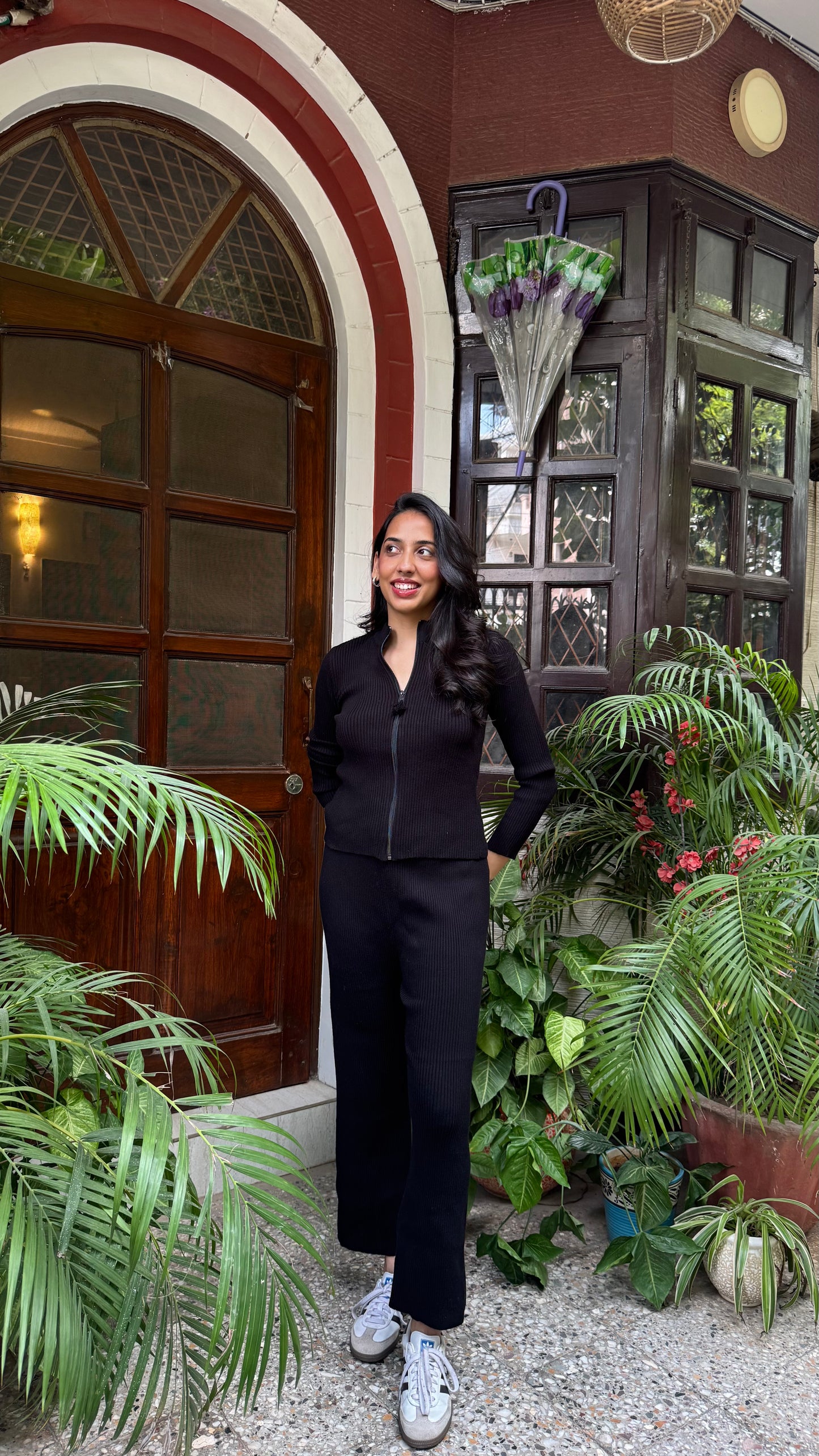 Comfy Zip Ribbed Sweater Set - Black