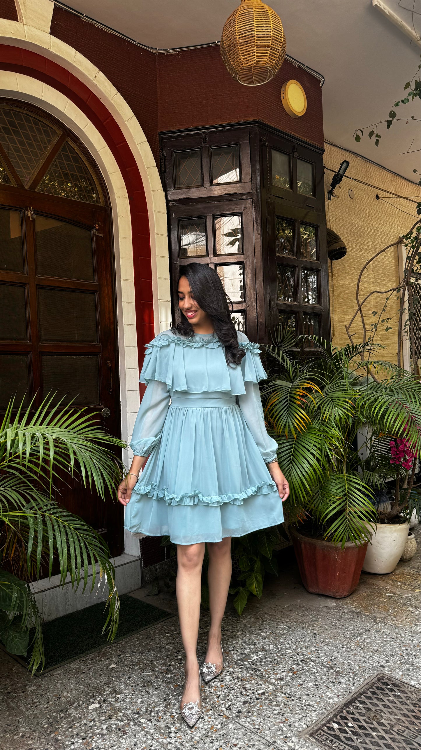 Mint Frill Georgette Dress