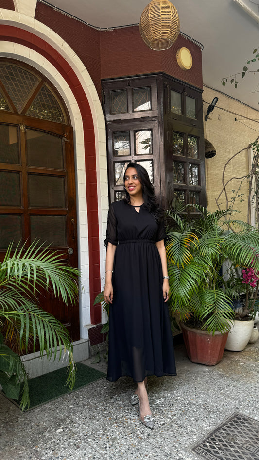 Black Georgette Maxi Dress