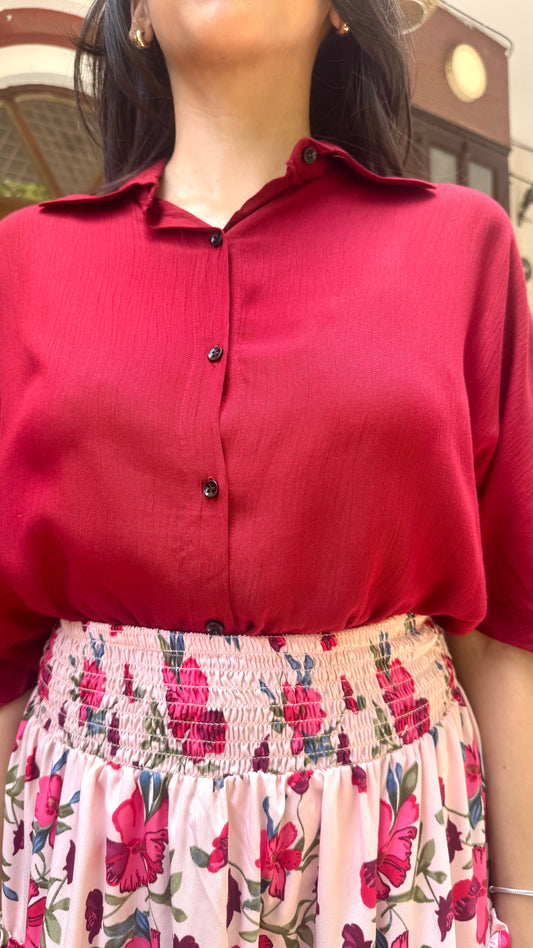 Beat the Heat Collared Top - Maroon