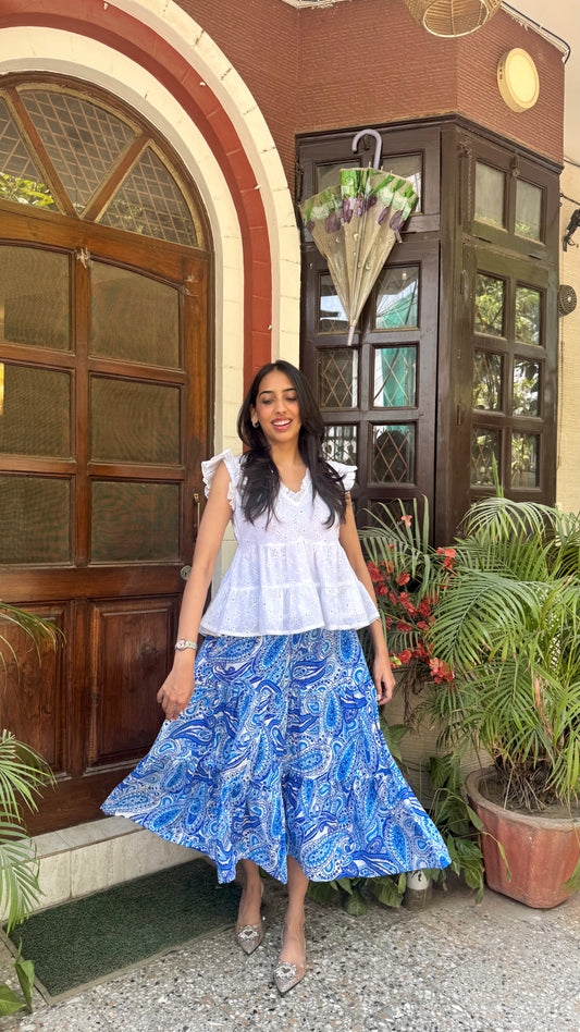 Paisley Tiered Skirt - Midi