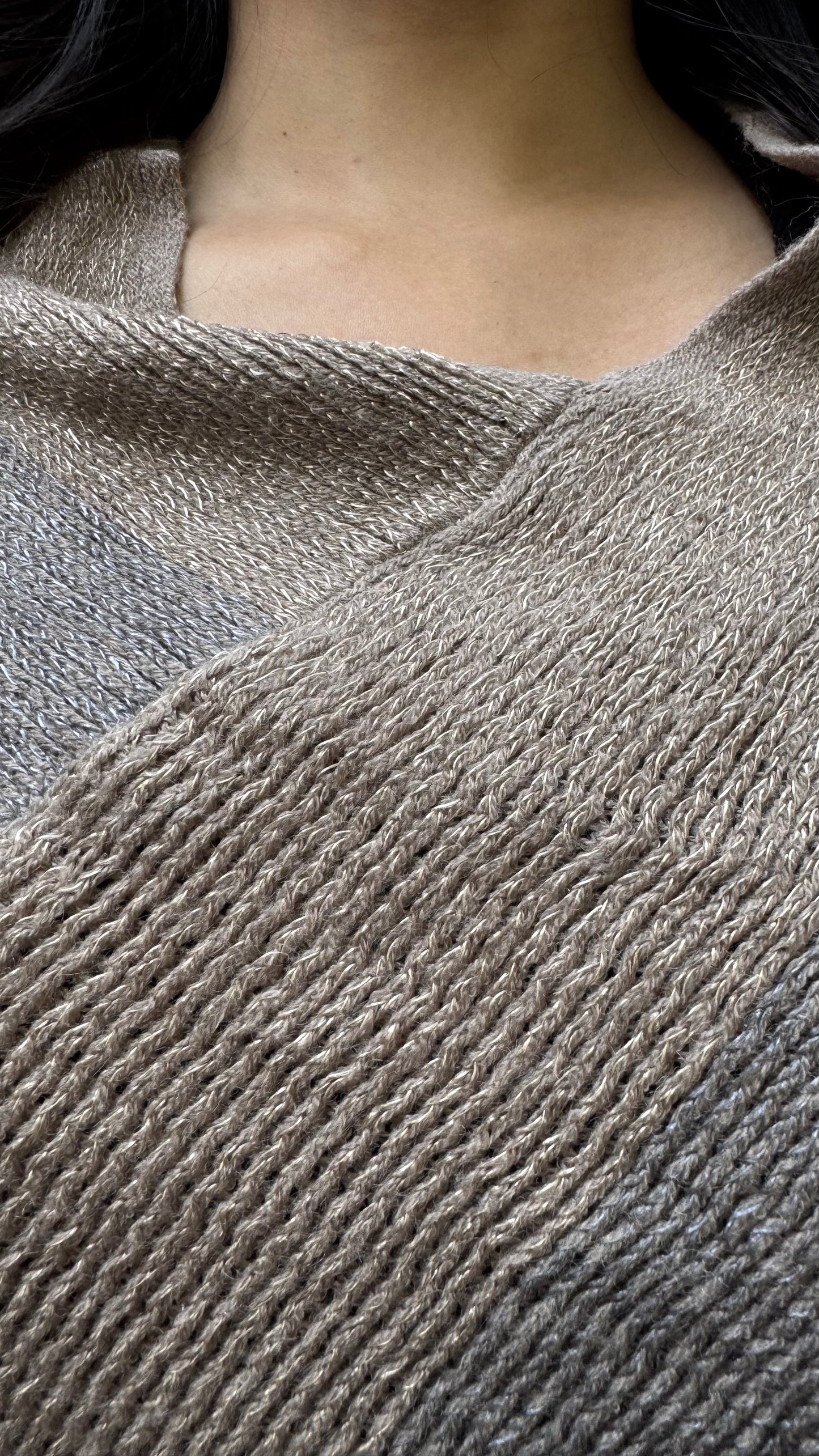 Striped Warm Woollen Poncho - Grey (Free Size)