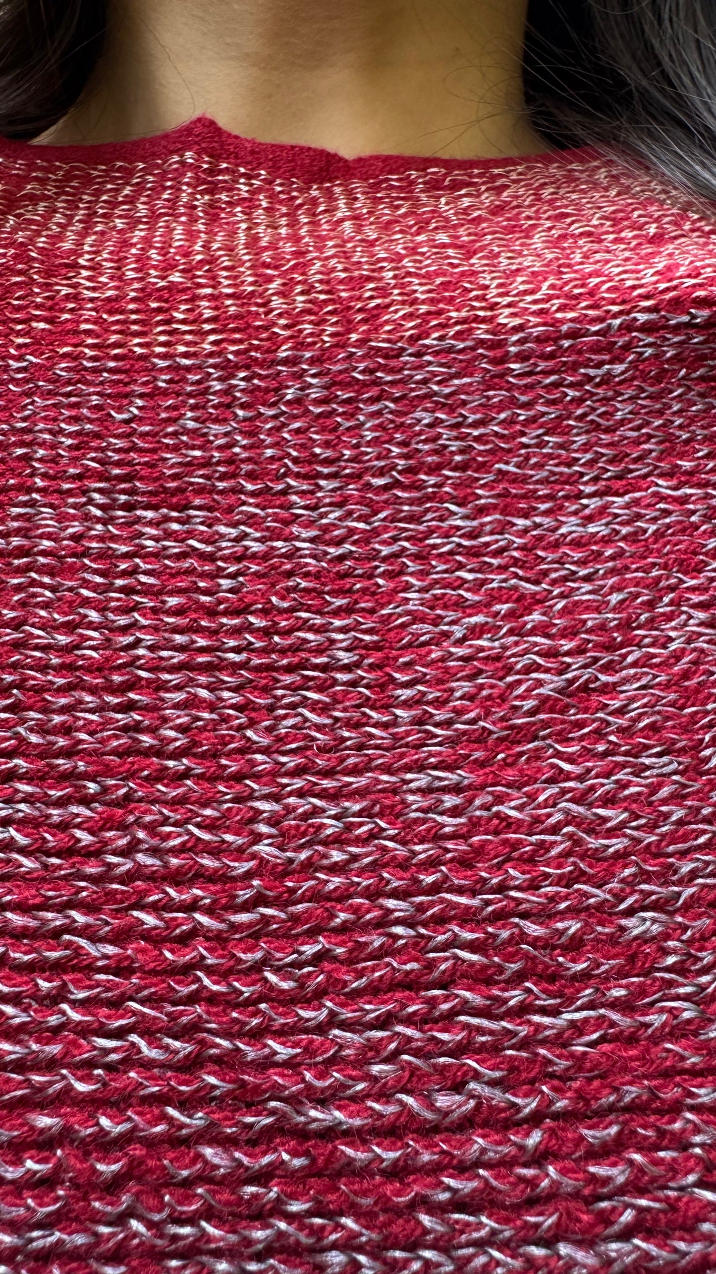 Red Ombre Woollen Poncho (Free Size)