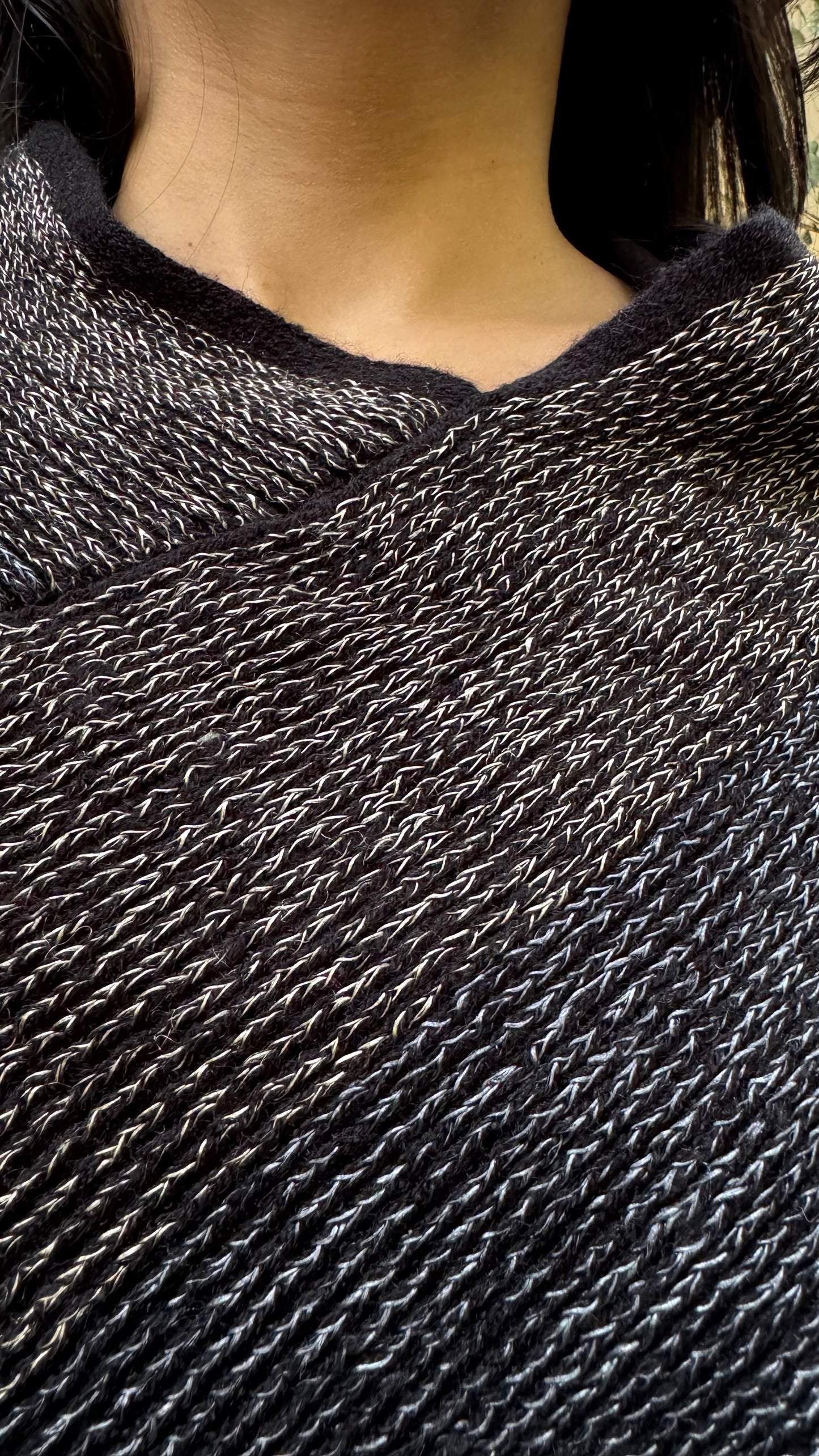 Navy Ombre Woollen Poncho (Free Size)