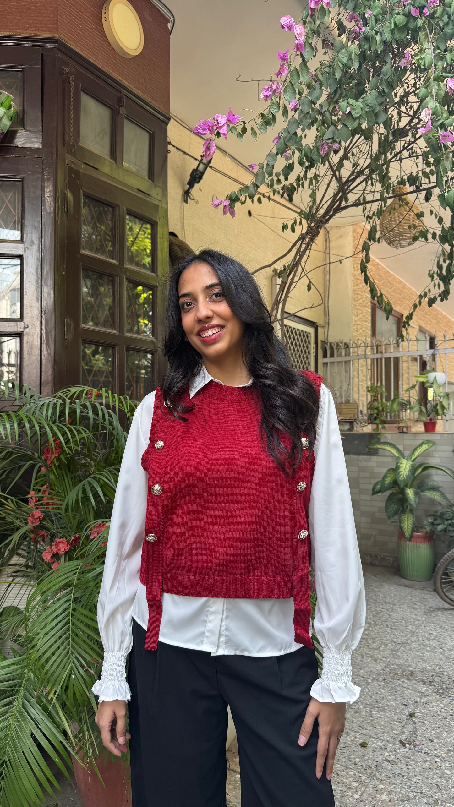 Old Money Shirt & Sweater Set - Maroon