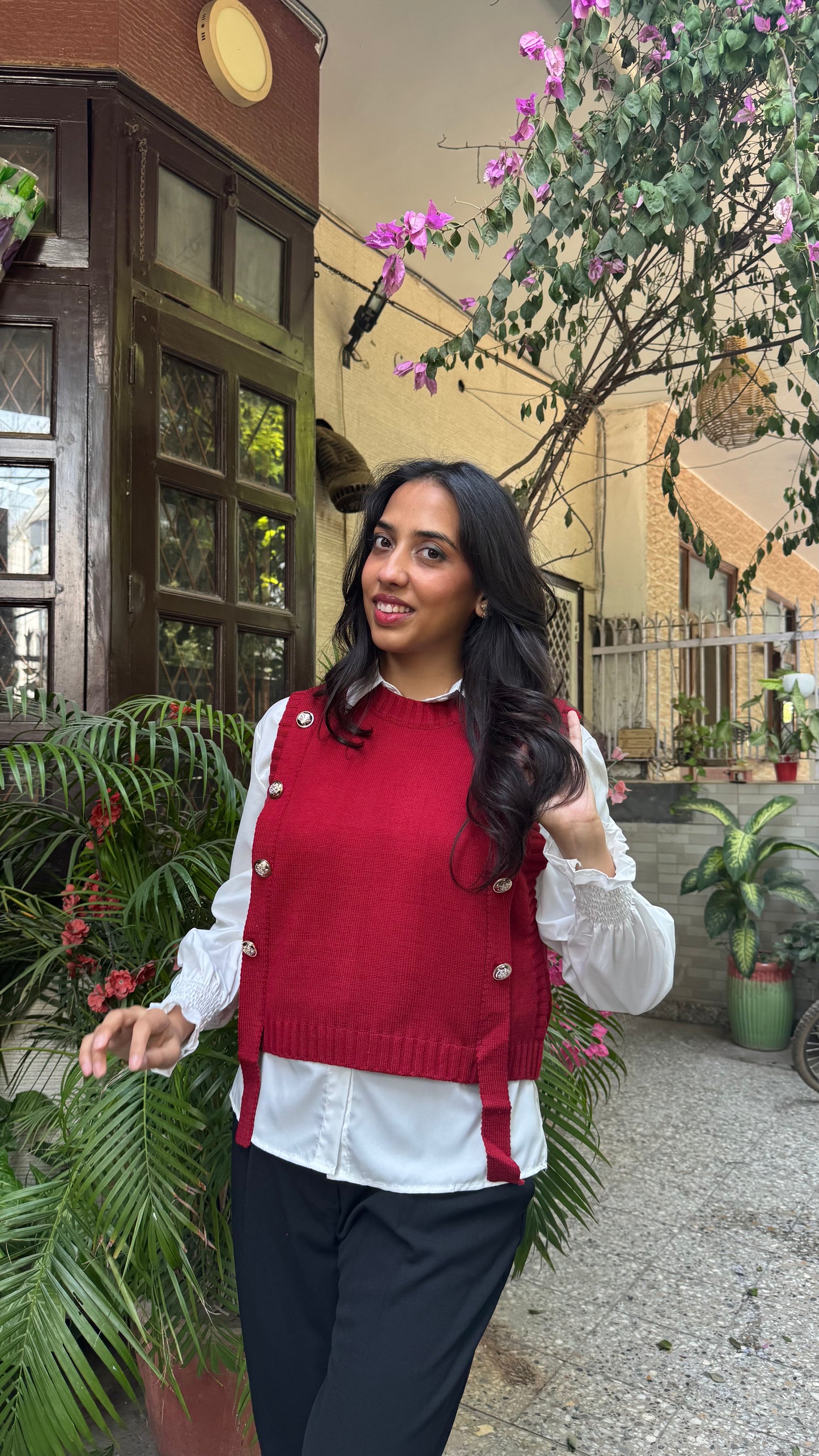 Old Money Shirt & Sweater Set - Maroon