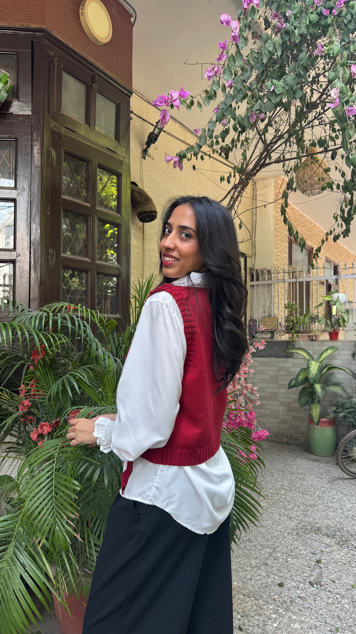 Old Money Shirt & Sweater Set - Maroon