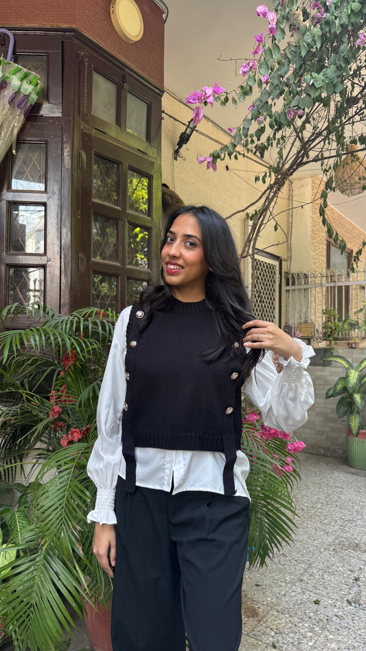 Old Money Shirt & Sweater Set - Black