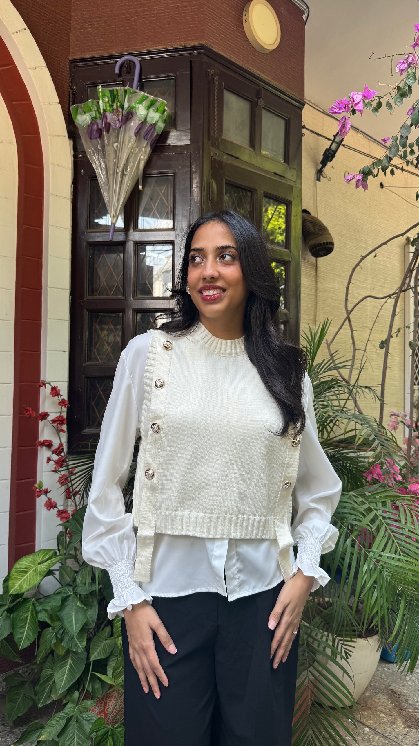 Old Money Shirt & Sweater Set - White