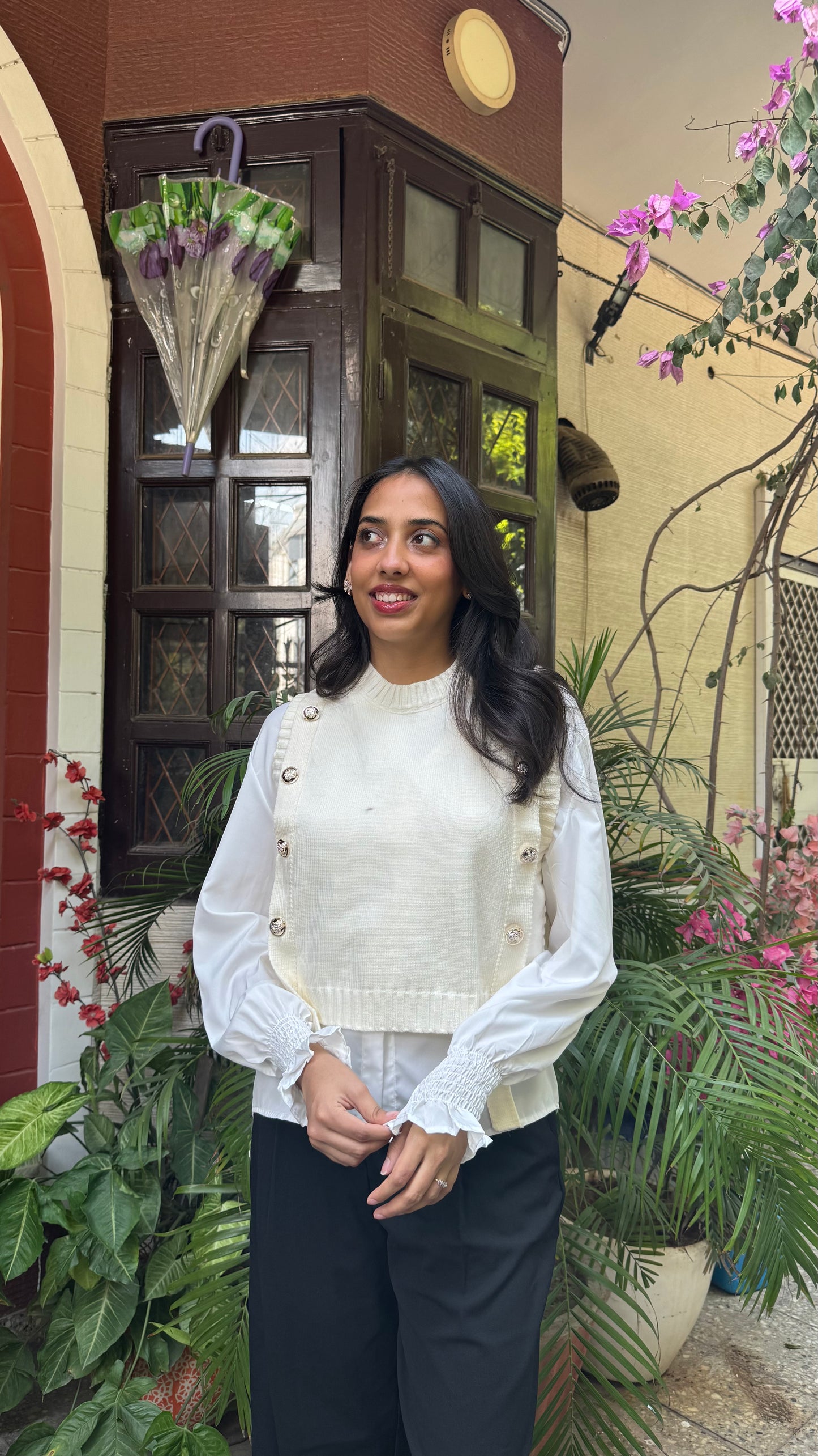 Old Money Shirt & Sweater Set - White