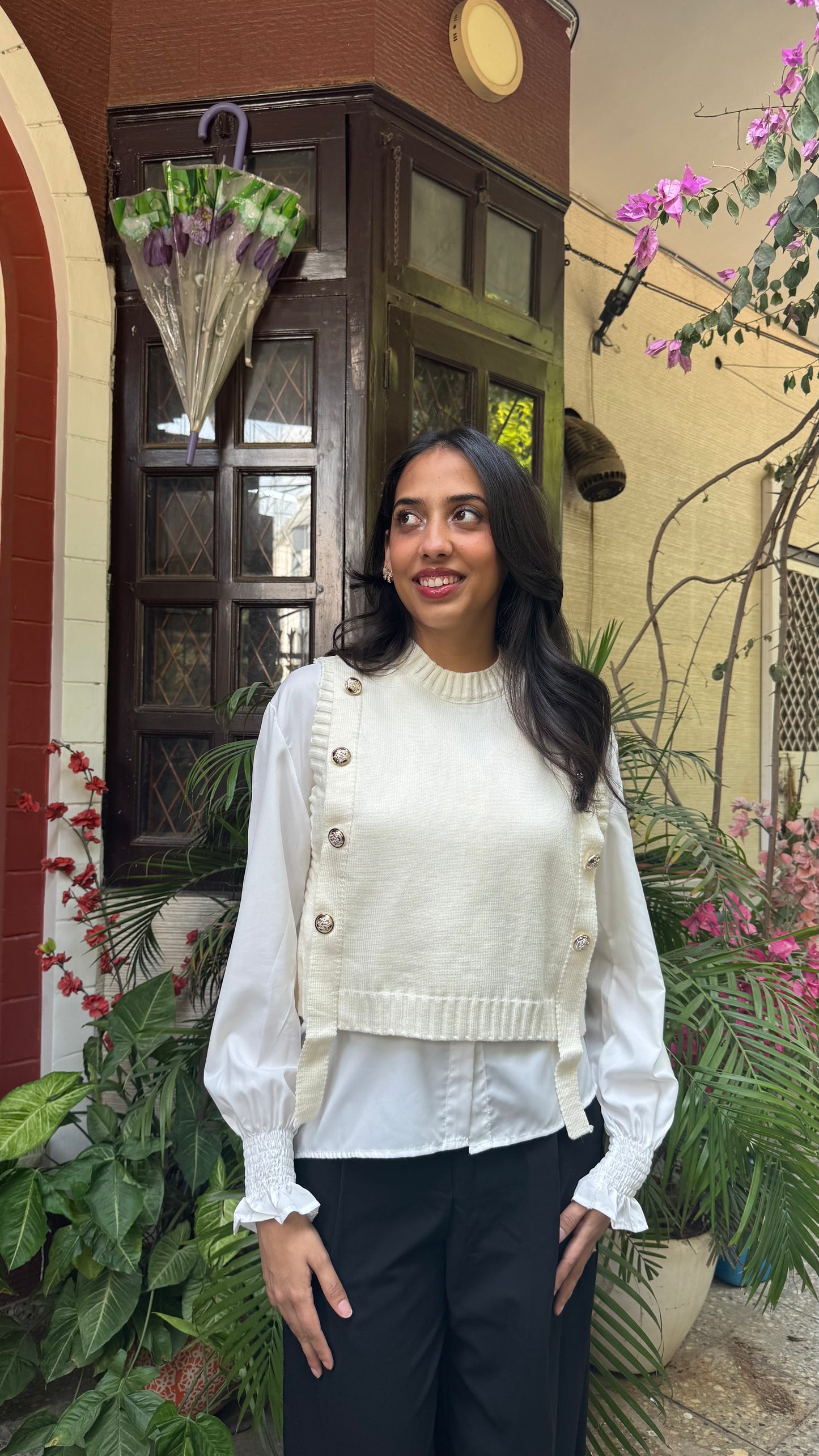 Old Money Shirt & Sweater Set - White