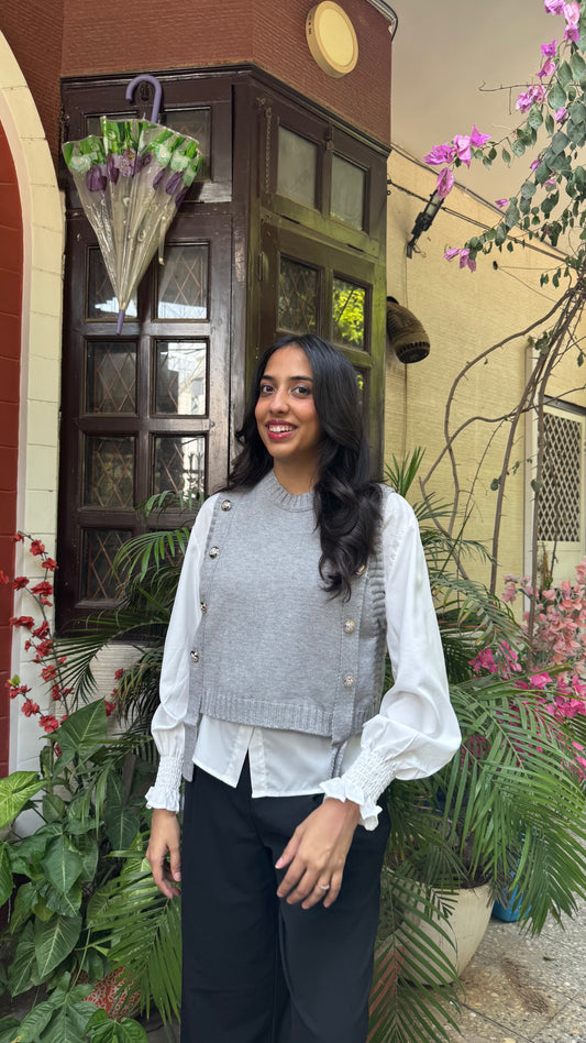 Old Money Shirt & Sweater Set - Grey