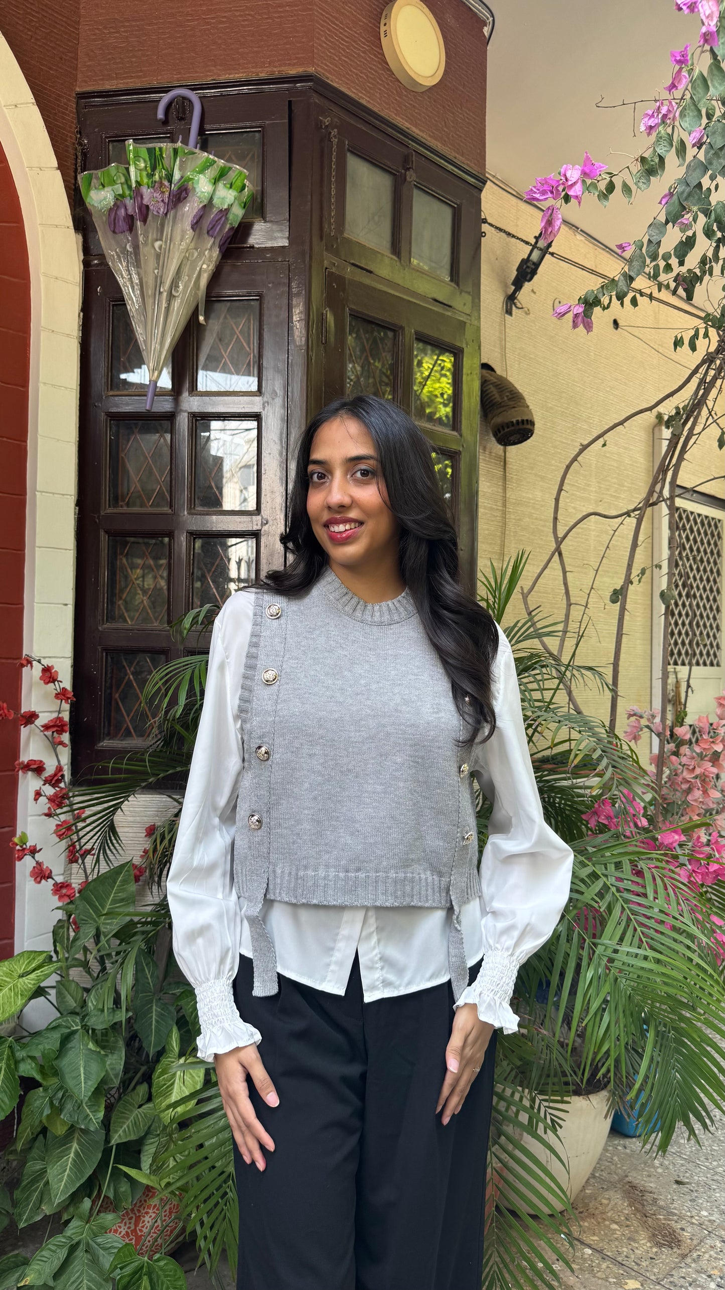 Old Money Shirt & Sweater Set - Grey