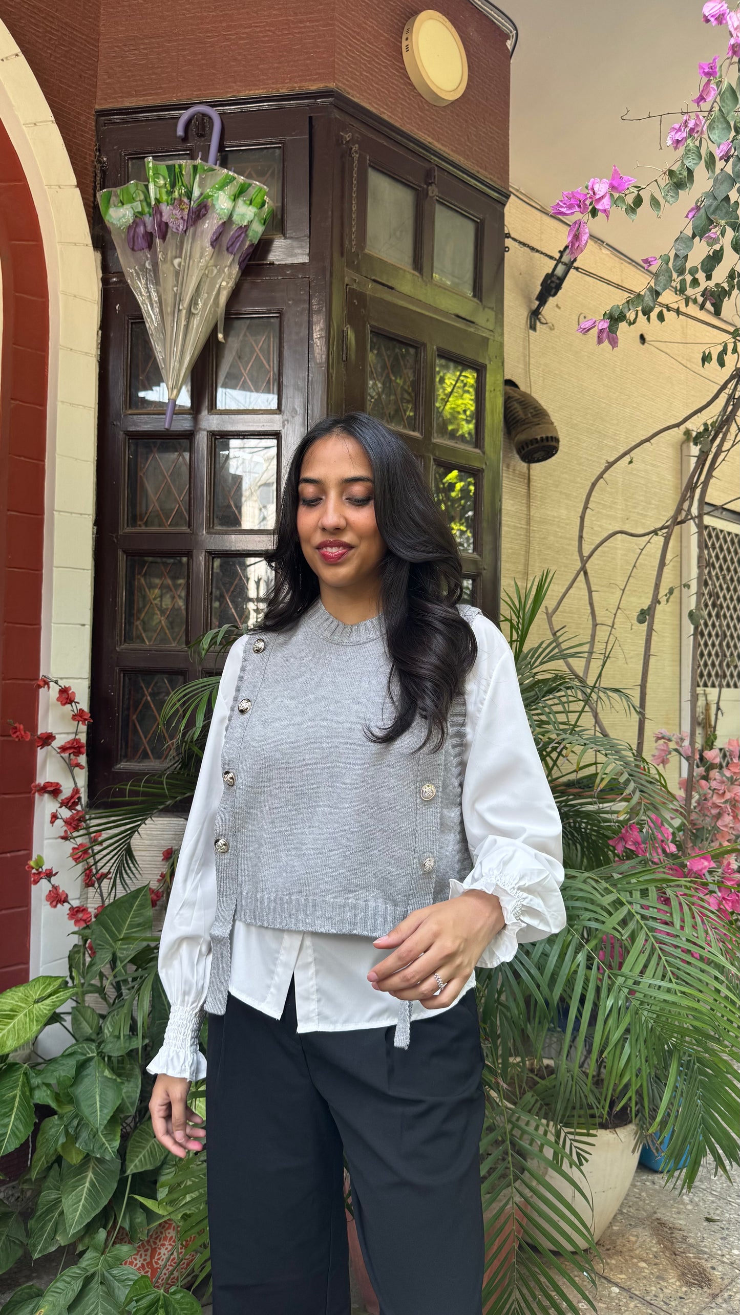 Old Money Shirt & Sweater Set - Grey