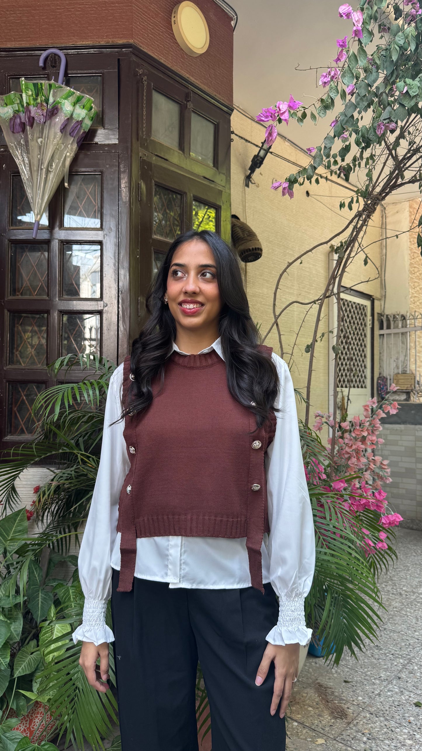 Old Money Shirt & Sweater Set - Brown