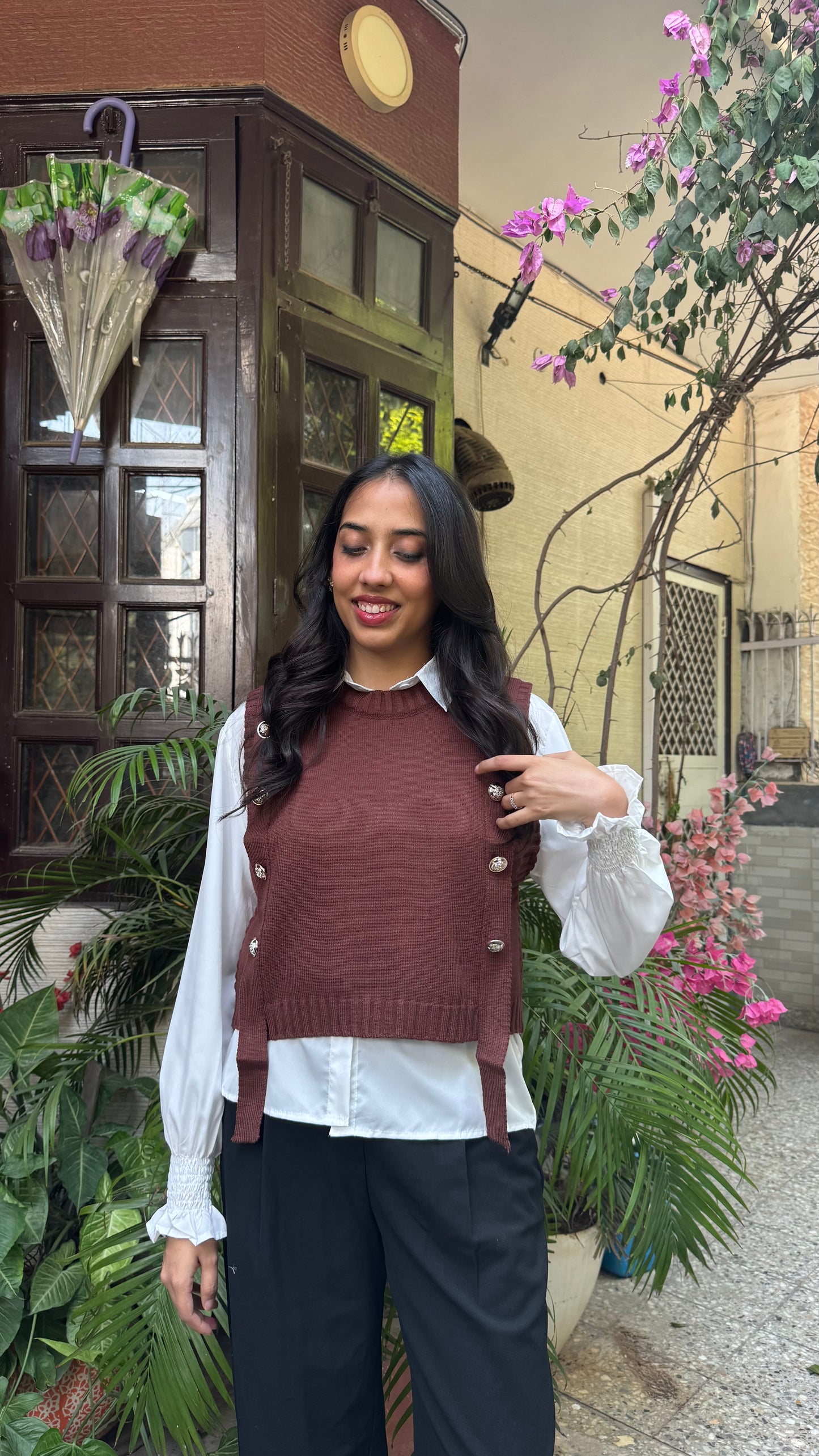 Old Money Shirt & Sweater Set - Brown