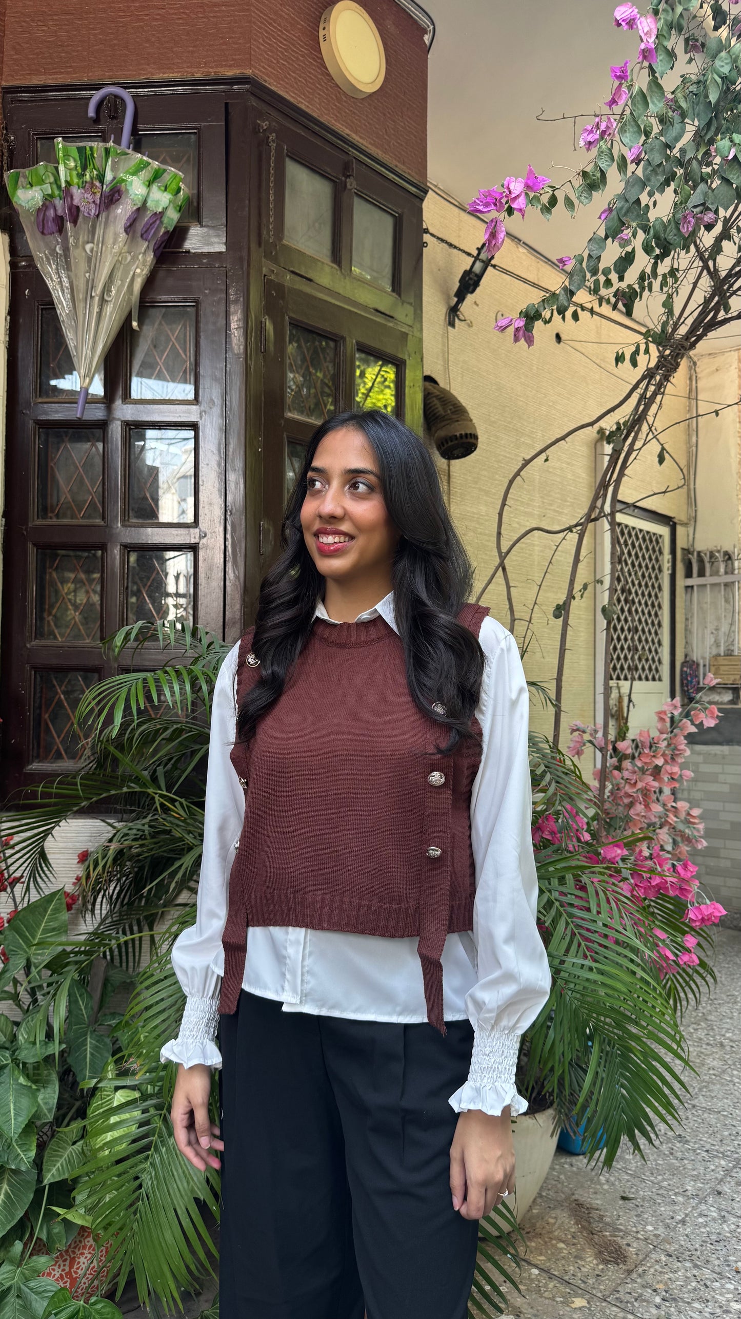 Old Money Shirt & Sweater Set - Brown