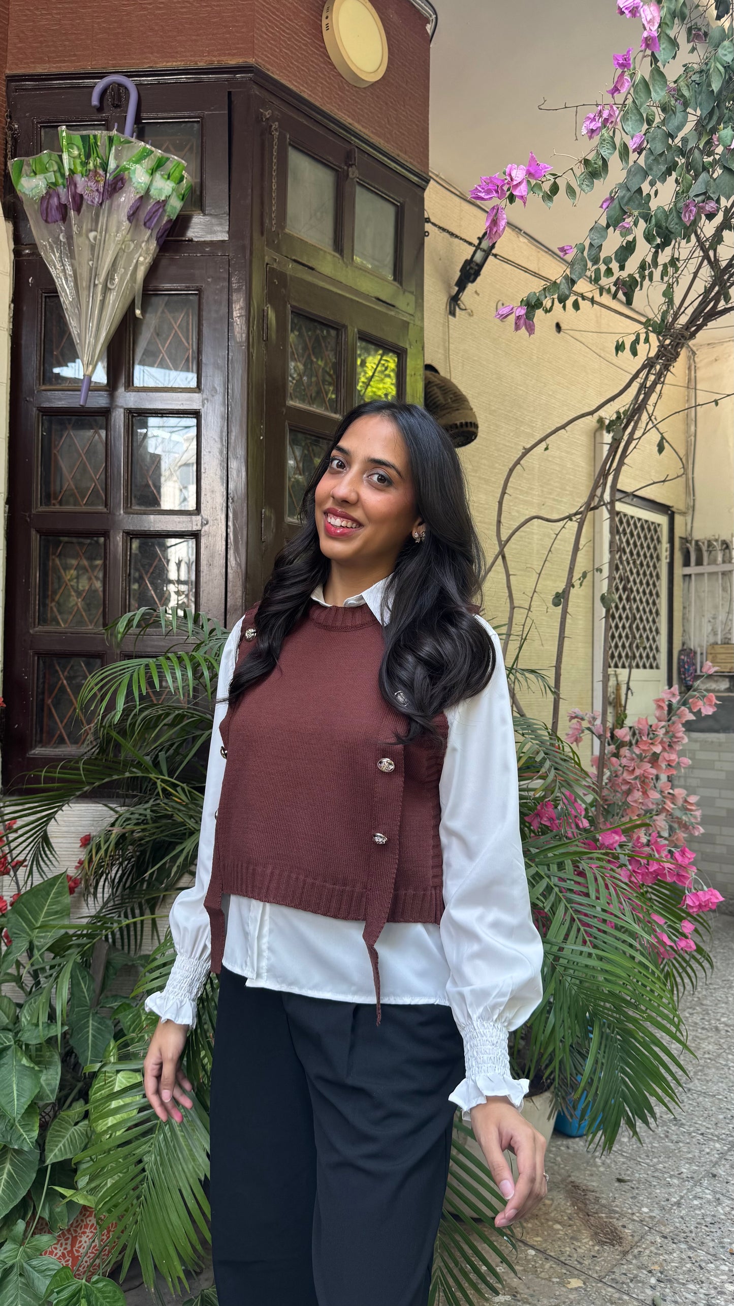 Old Money Shirt & Sweater Set - Brown