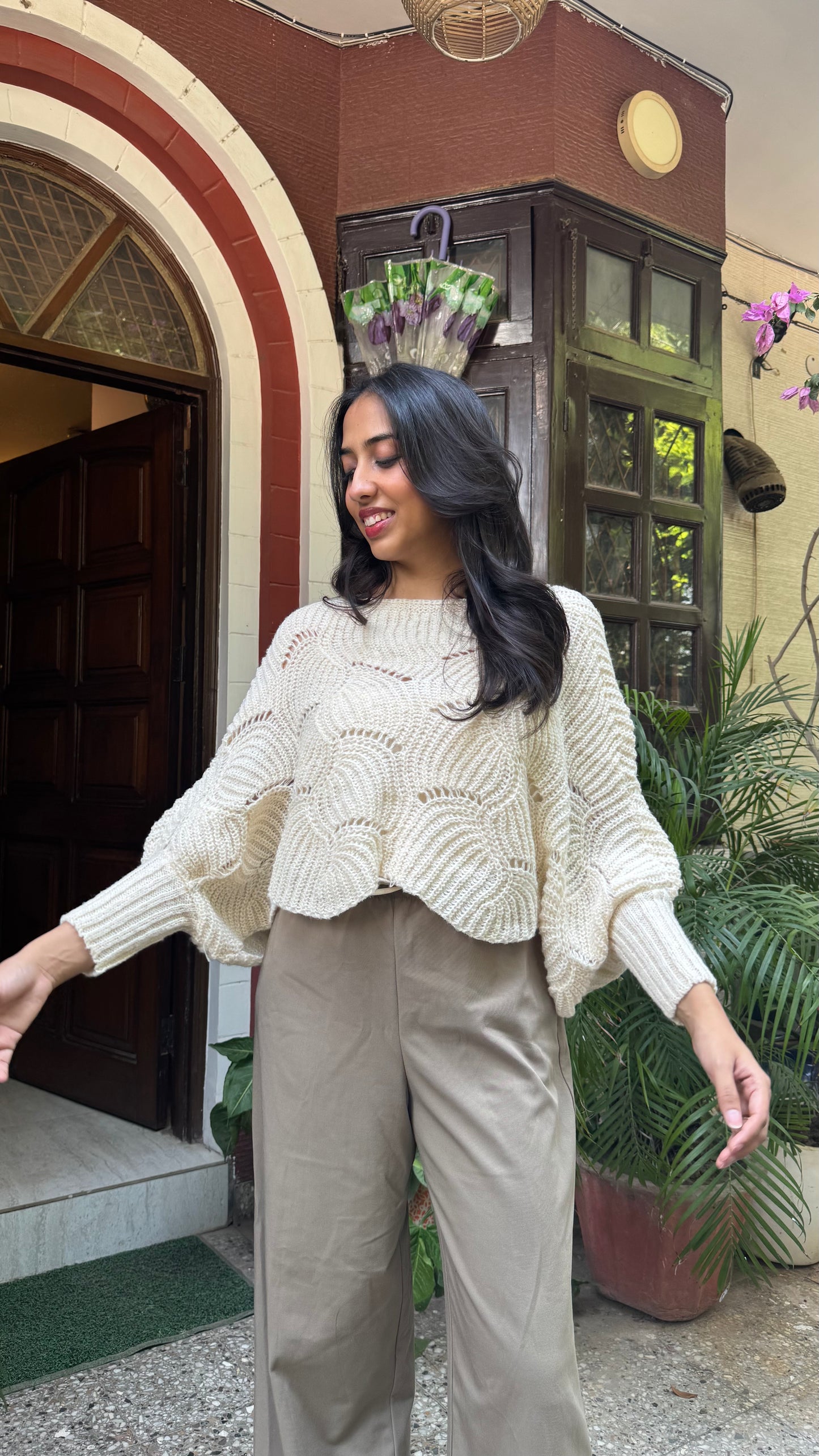 Butterfly Knit Sweater - White (Free Size)