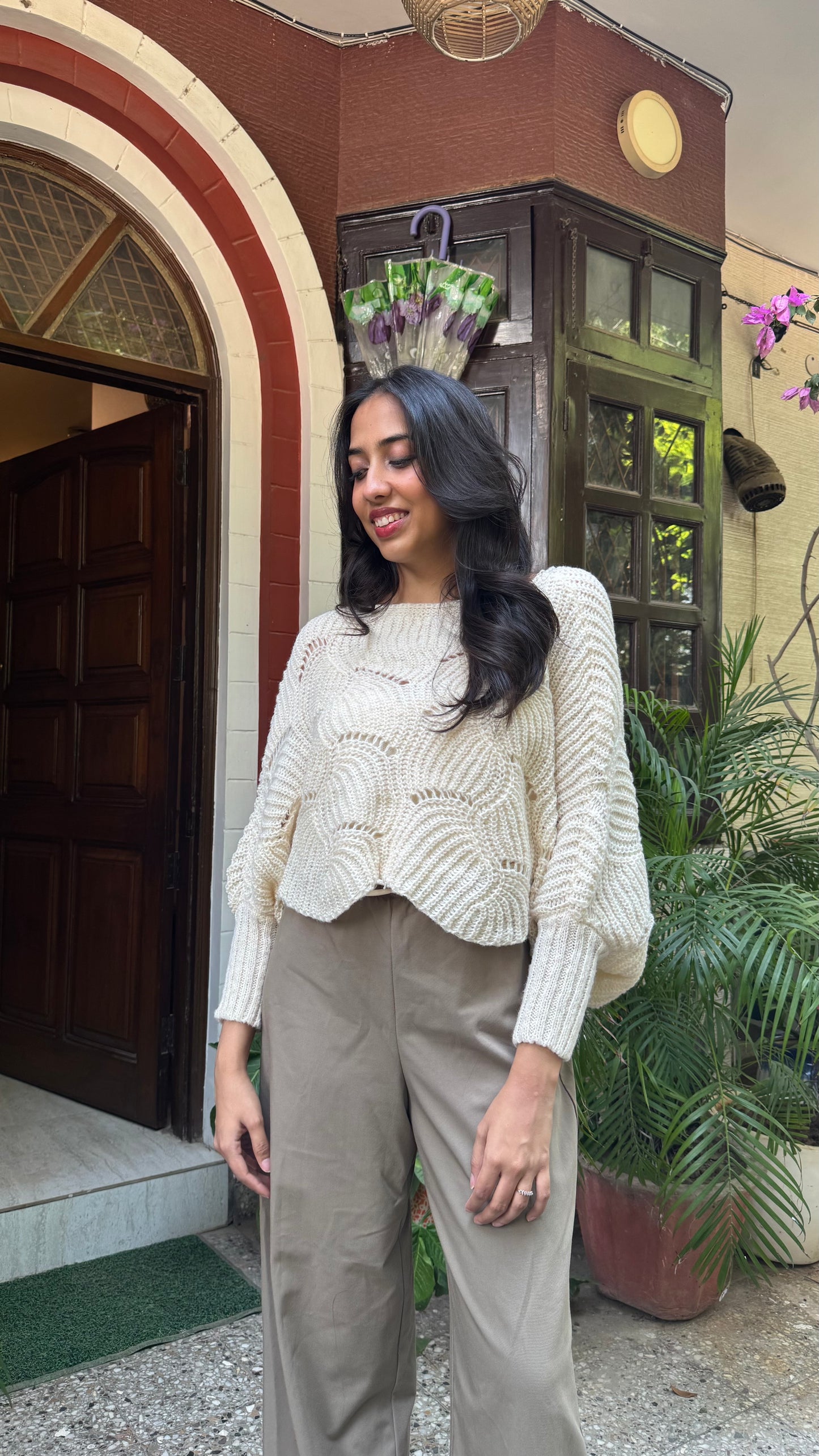 Butterfly Knit Sweater - White (Free Size)