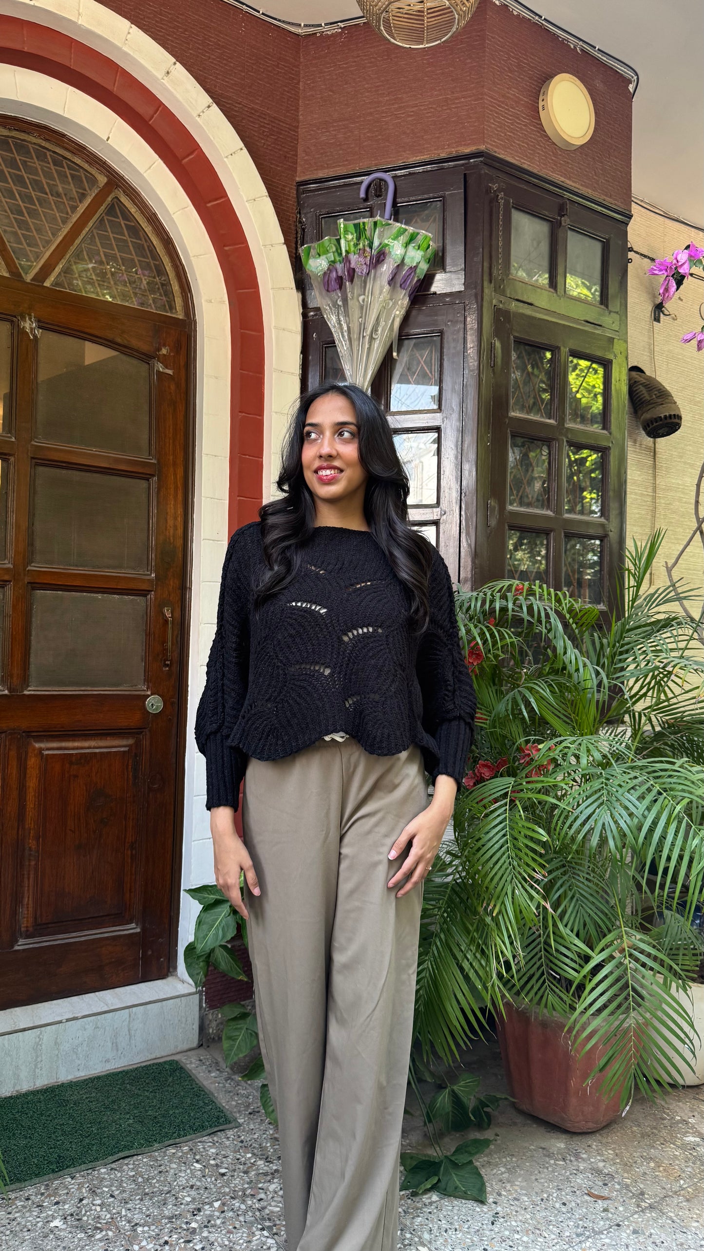 Butterfly Knit Sweater - Black (Free Size)