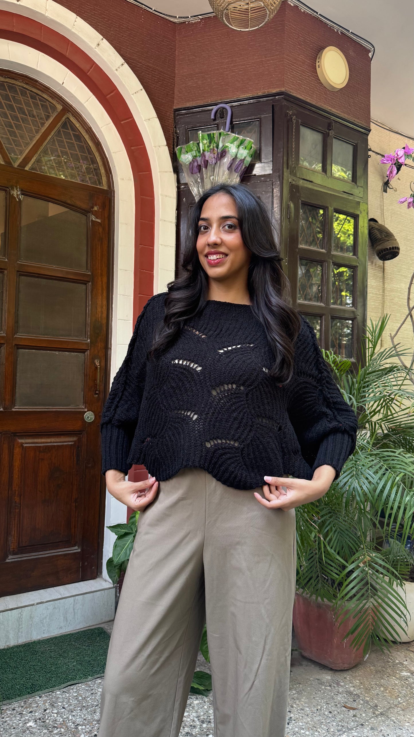 Butterfly Knit Sweater - Black (Free Size)