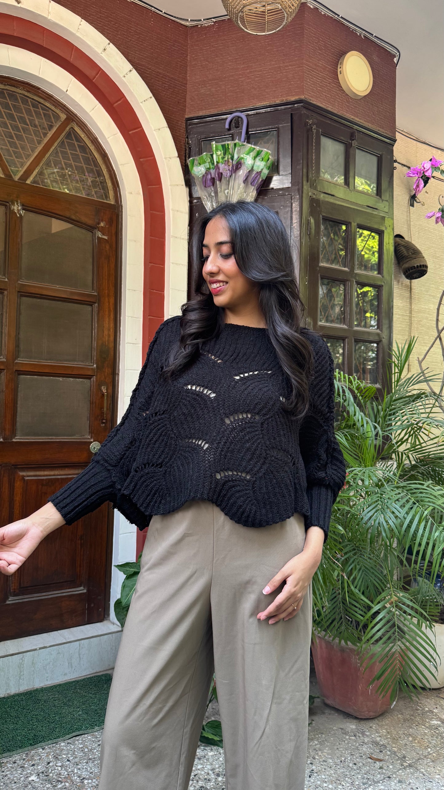 Butterfly Knit Sweater - Black (Free Size)