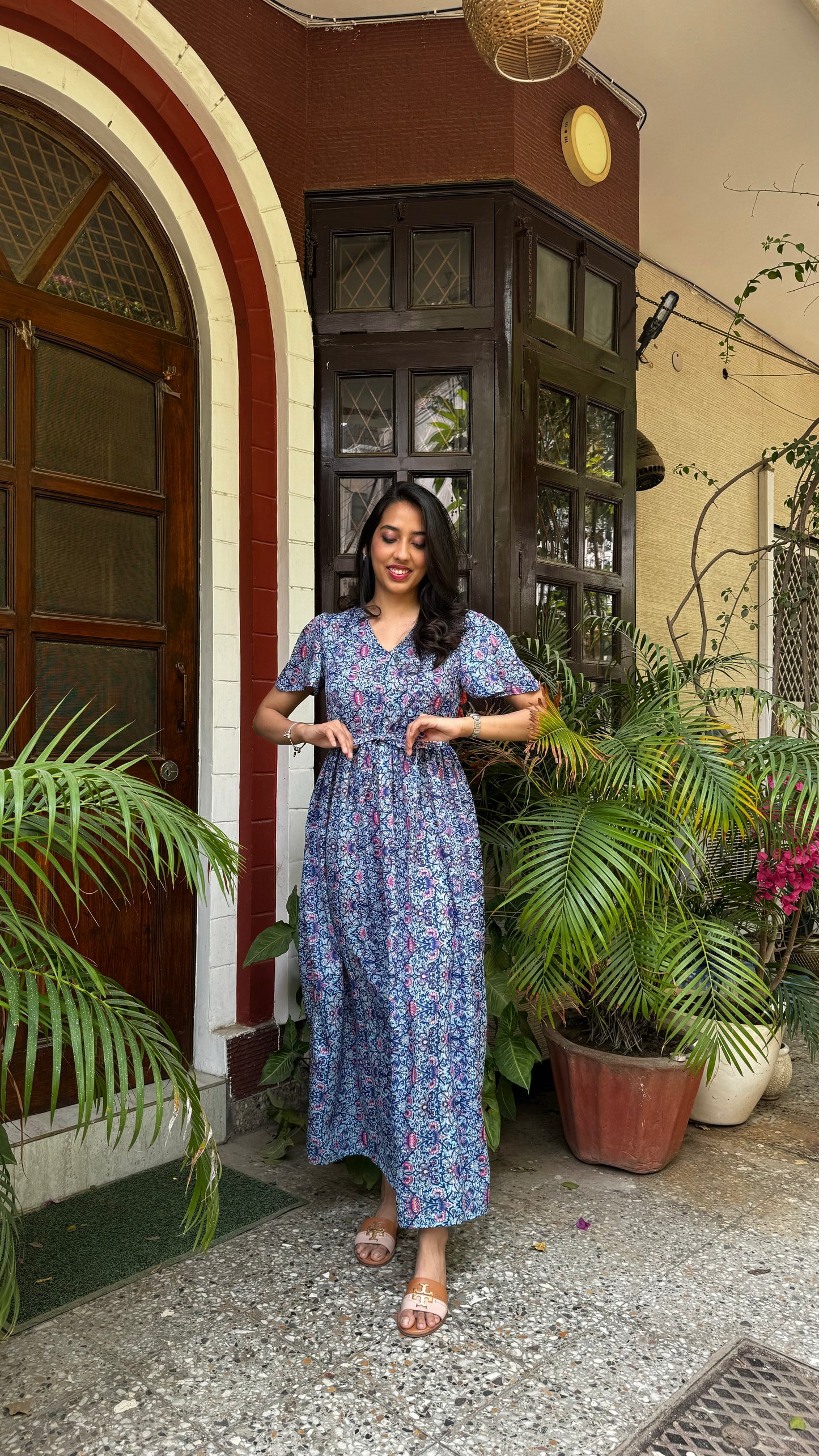 Glee Lounge Dress – Floral Blue