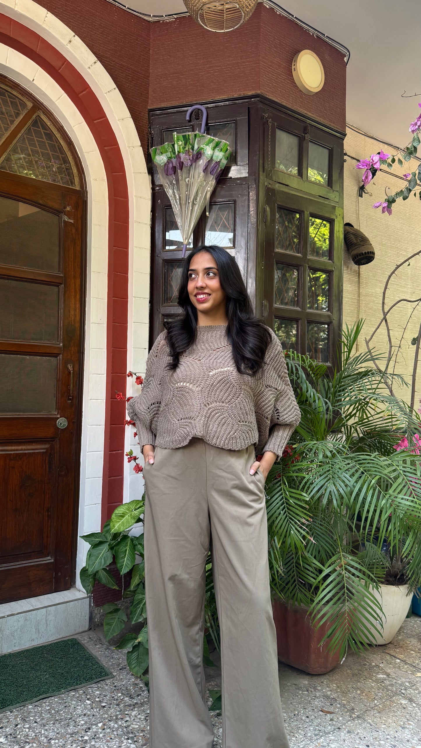 Butterfly Knit Sweater - Brown (Free Size)