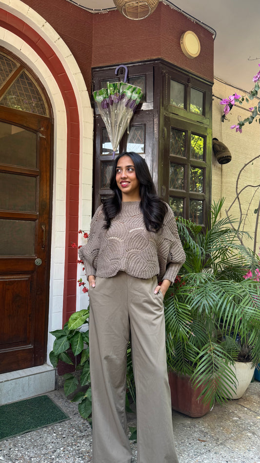 Butterfly Knit Sweater - Brown (Free Size)