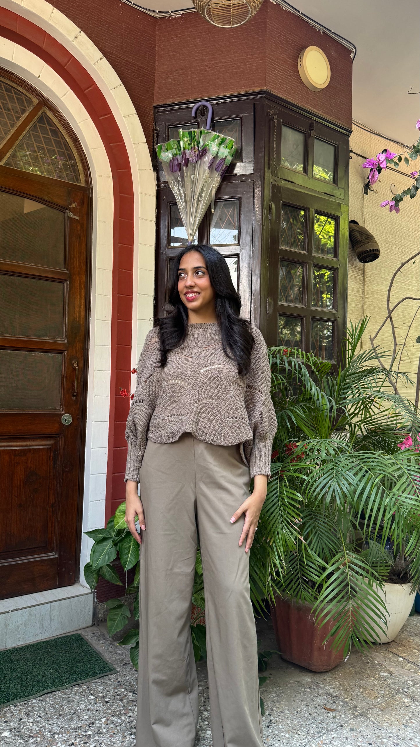 Butterfly Knit Sweater - Brown (Free Size)