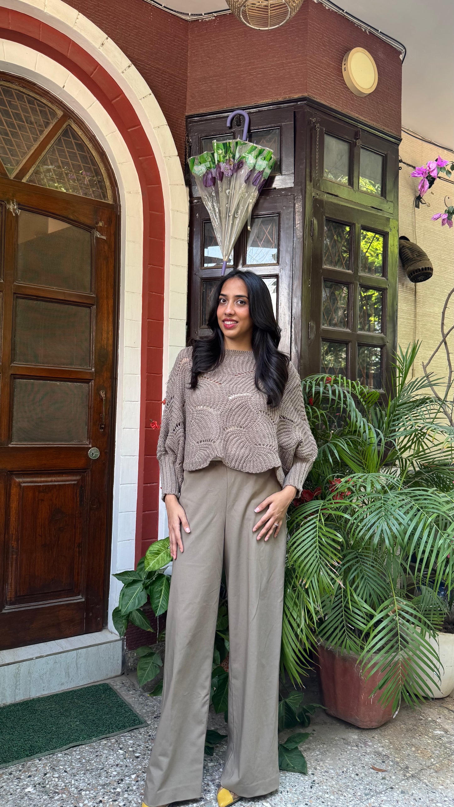 Butterfly Knit Sweater - Brown (Free Size)