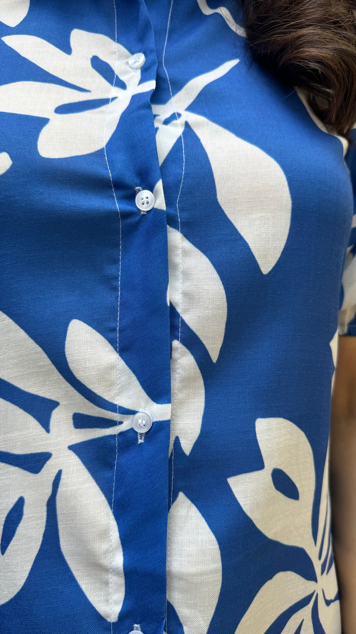 Island Floral Cotton Dress – Blue