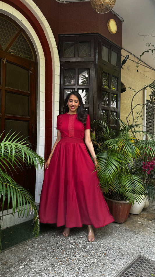 Maroon Solid Palazzo (Free Size)