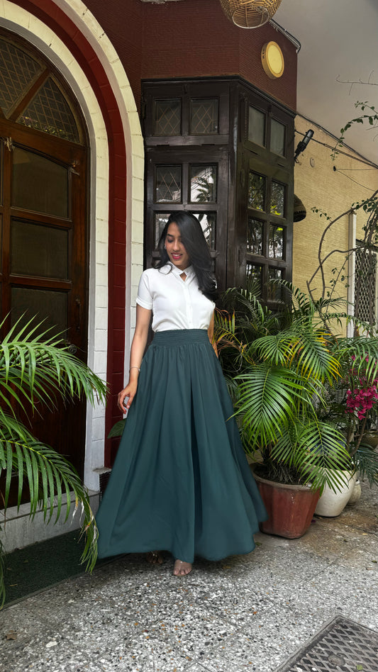Royal Green Solid Palazzo (Free Size)