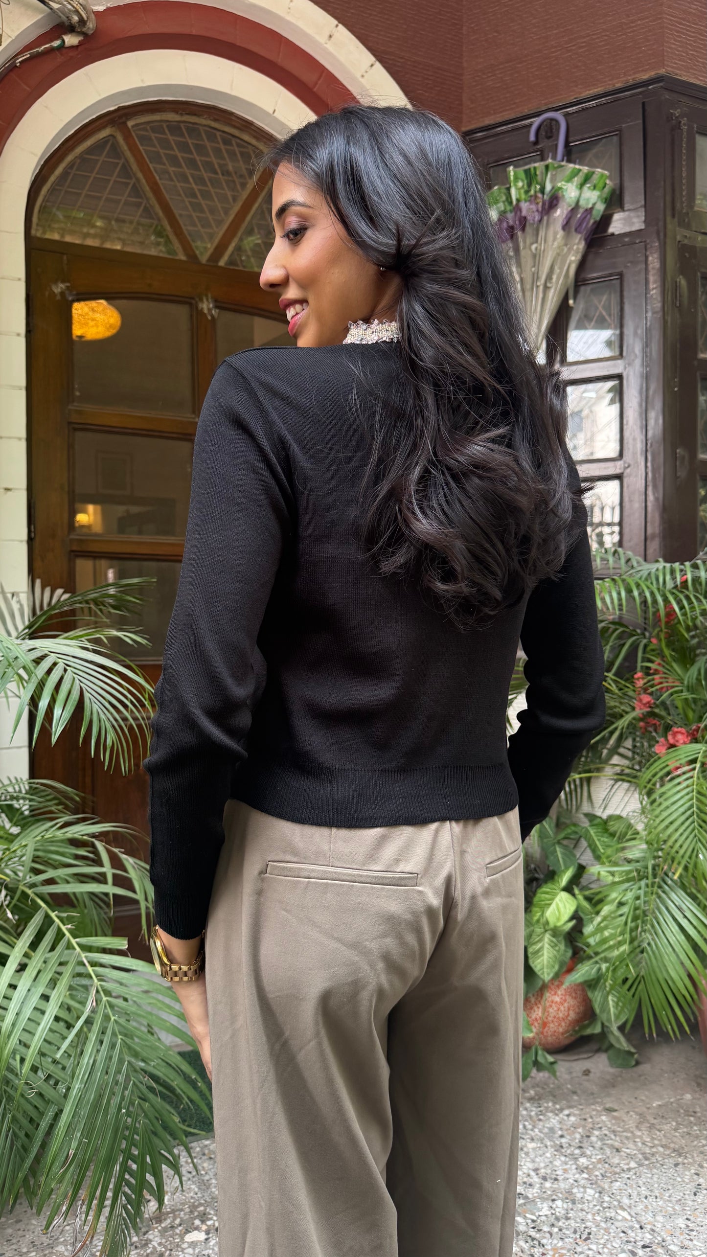 Korean Collared Cardigan - Black