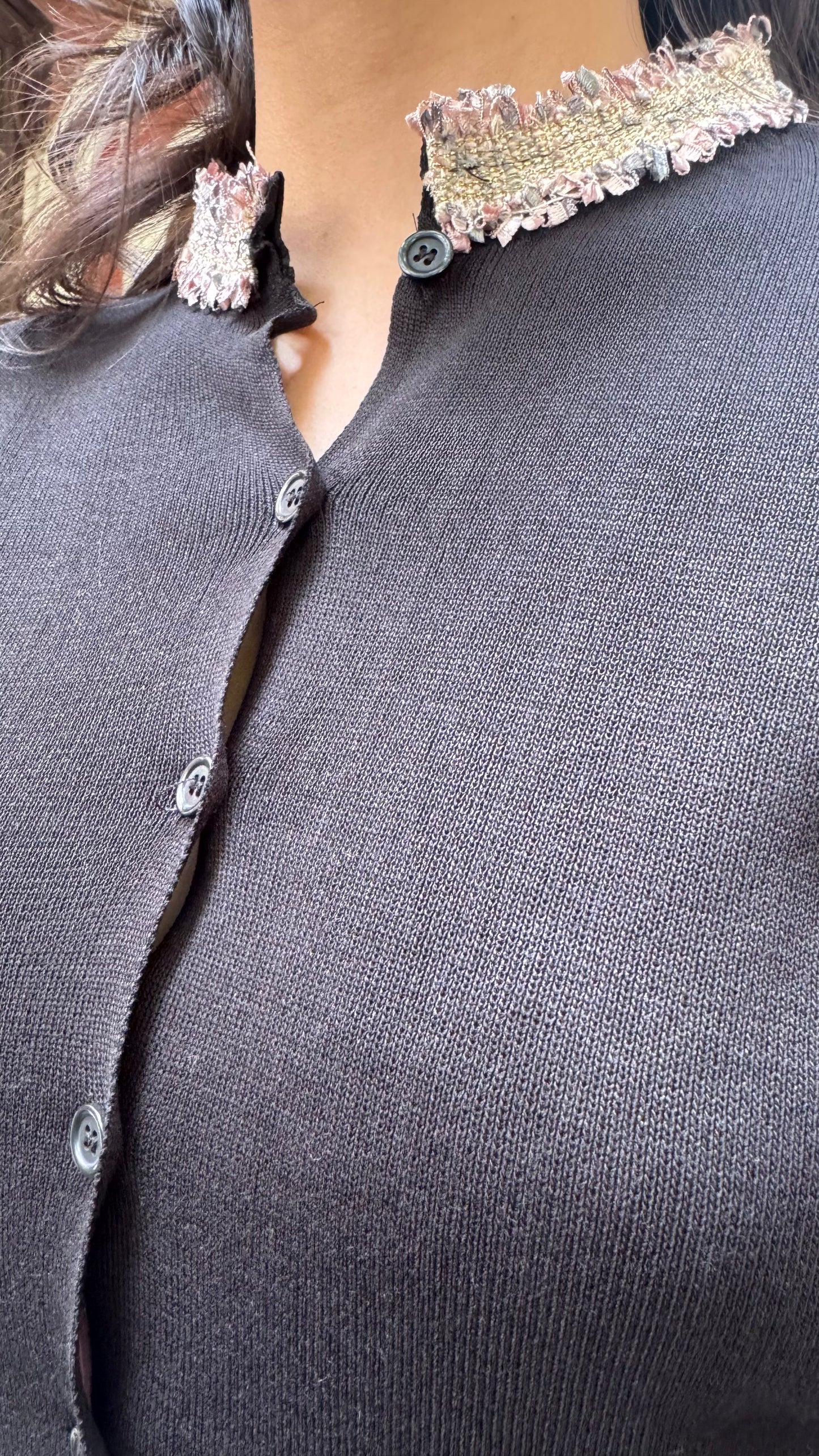 Korean Collared Cardigan - Black