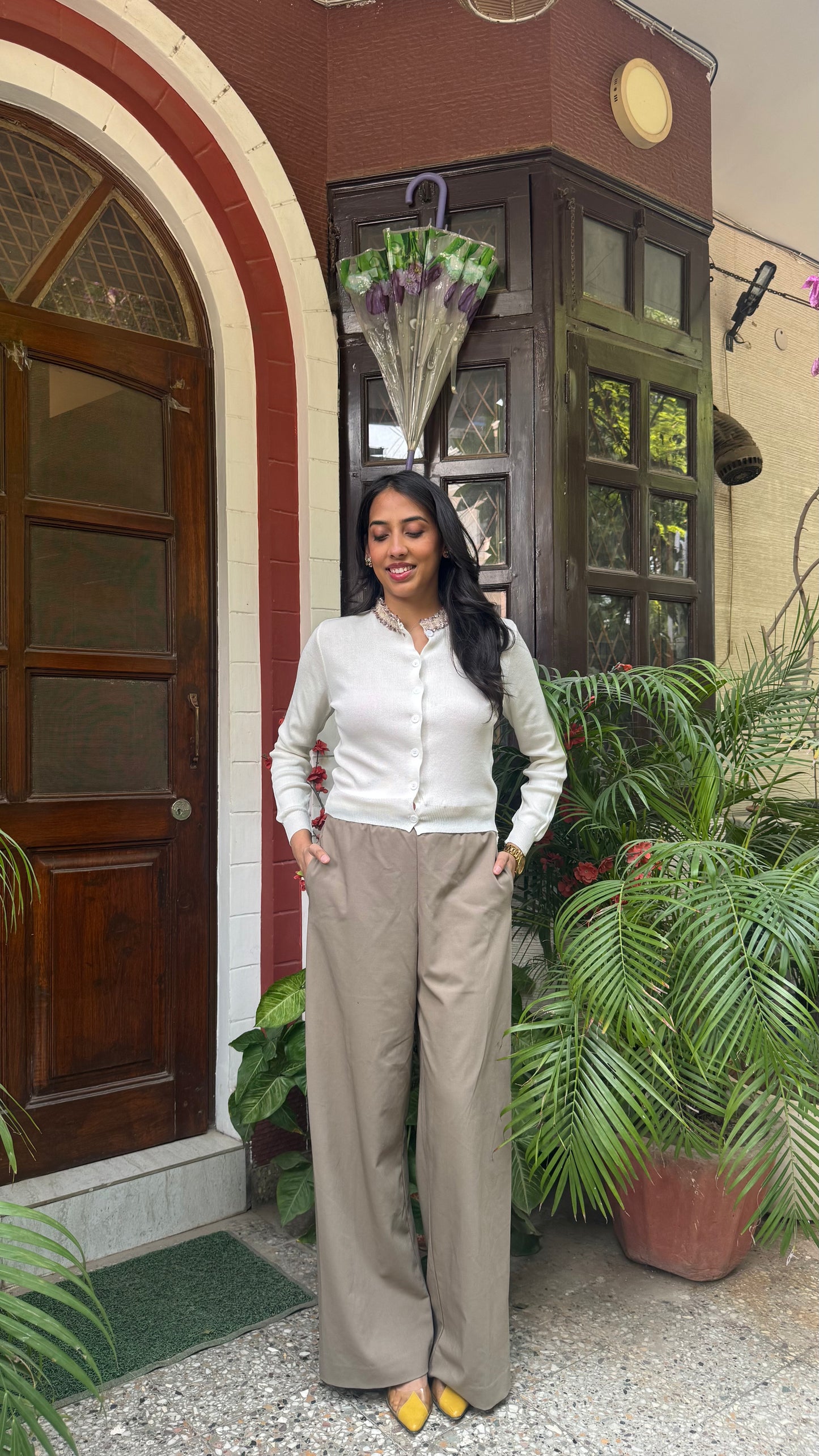 Korean Collared Cardigan - White