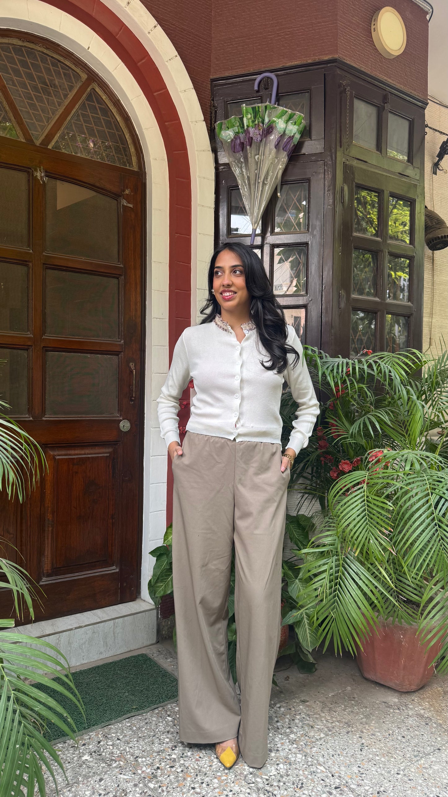 Korean Collared Cardigan - White