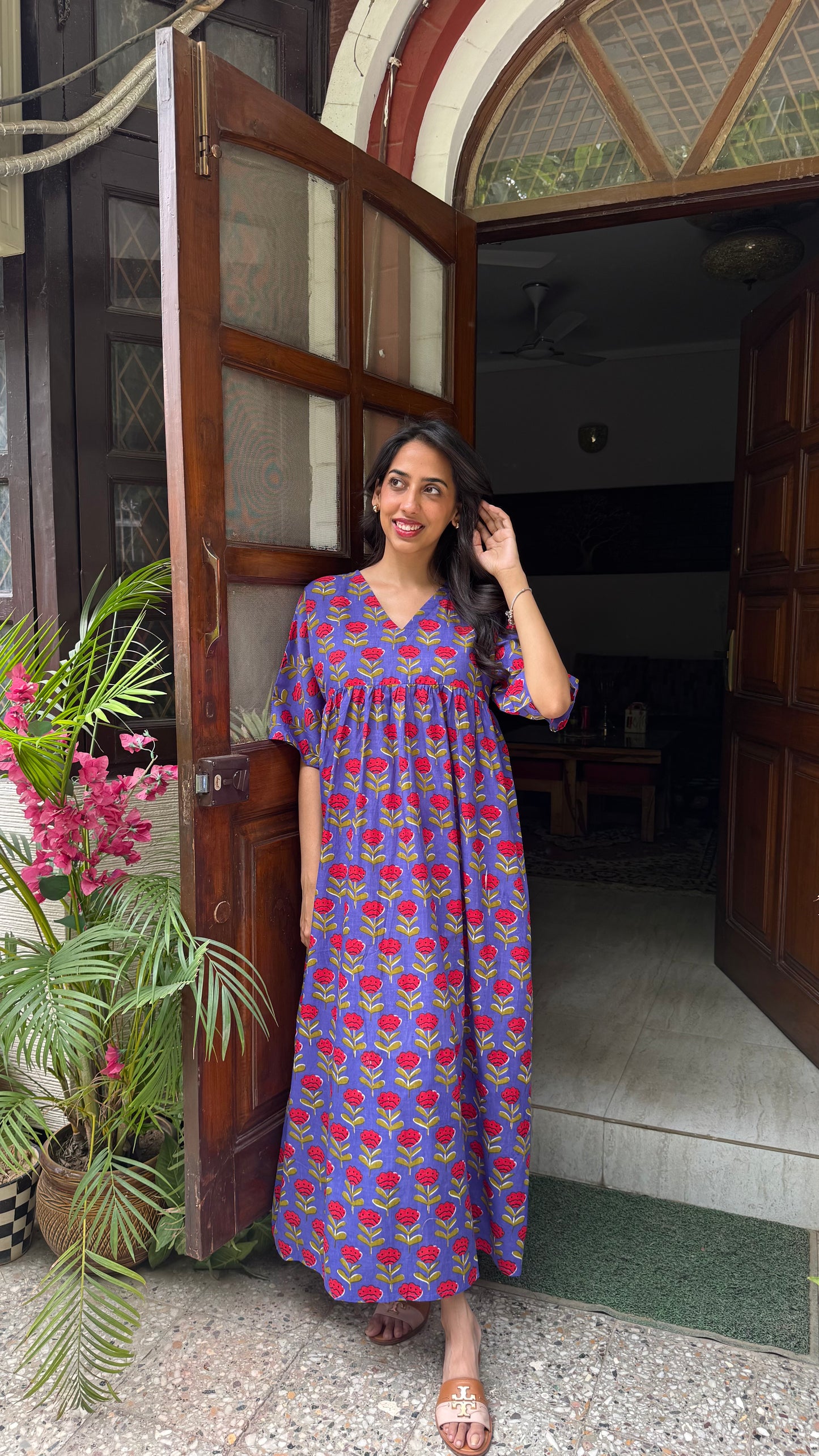 Maternity Empire Padded Cotton Lounge Dress – Purple (Premium Collection)