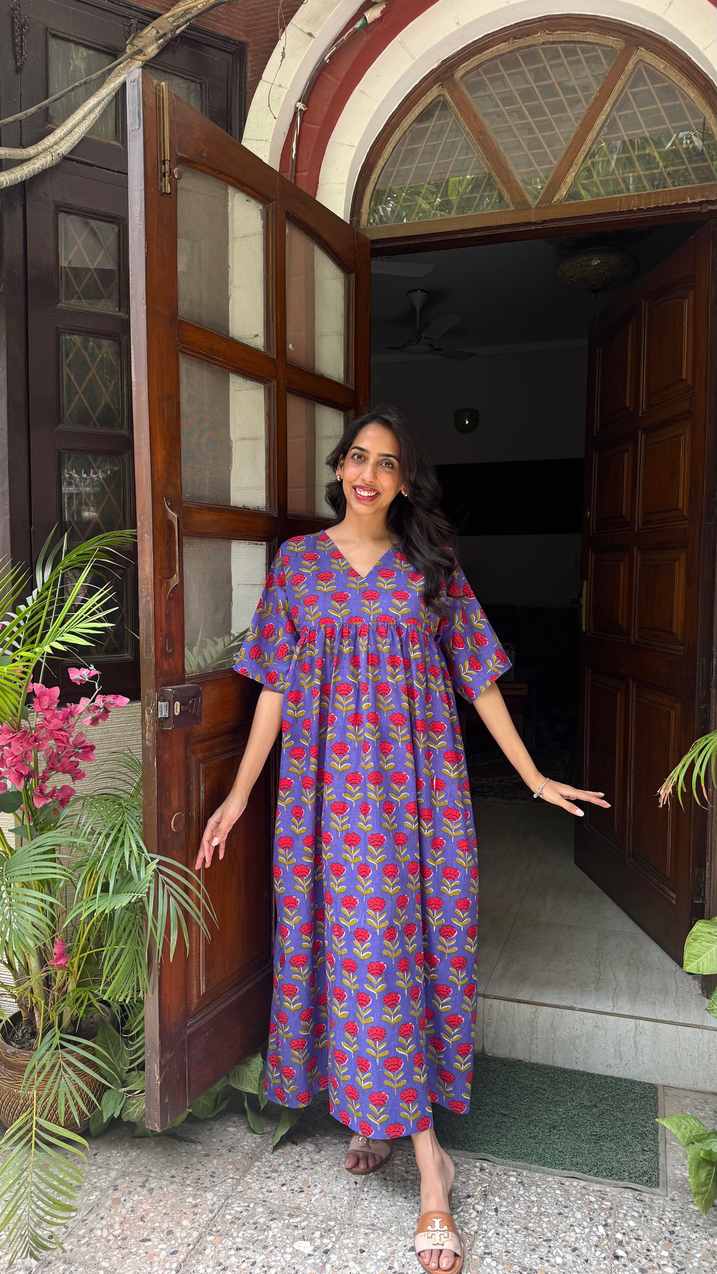 Maternity Empire Padded Cotton Lounge Dress – Purple (Premium Collection)