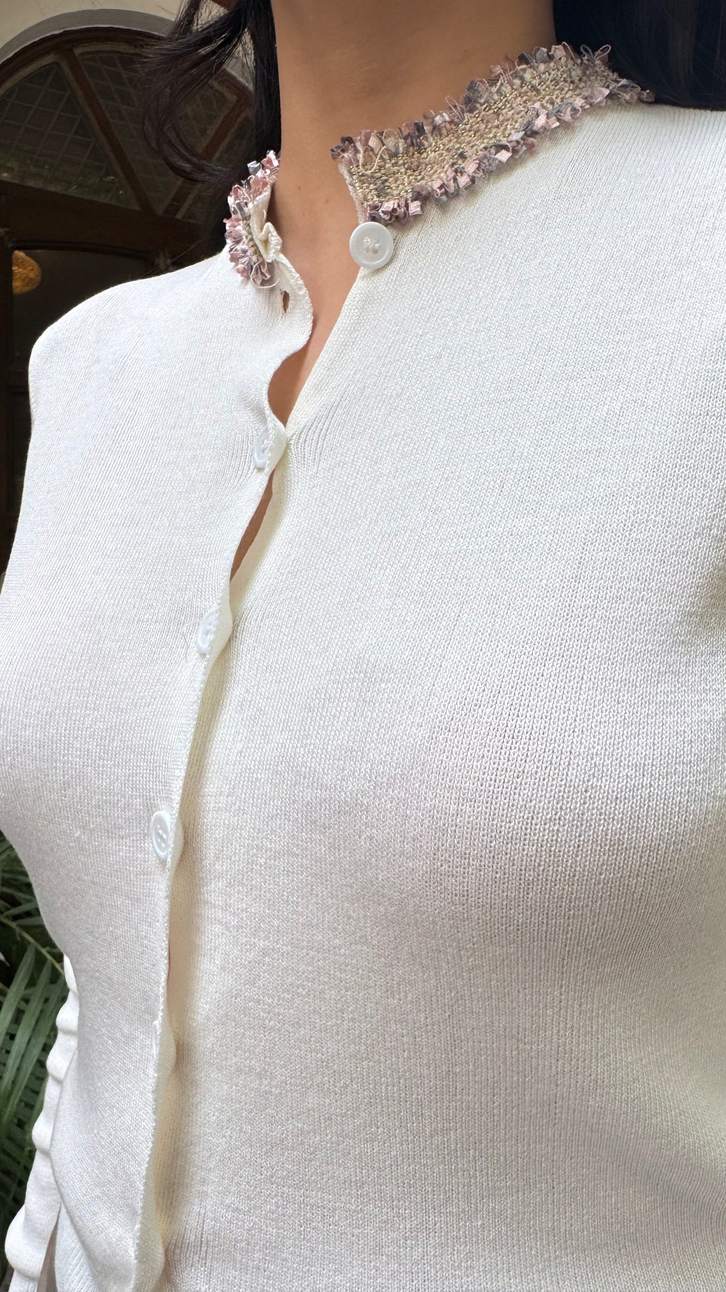 Korean Collared Cardigan - White