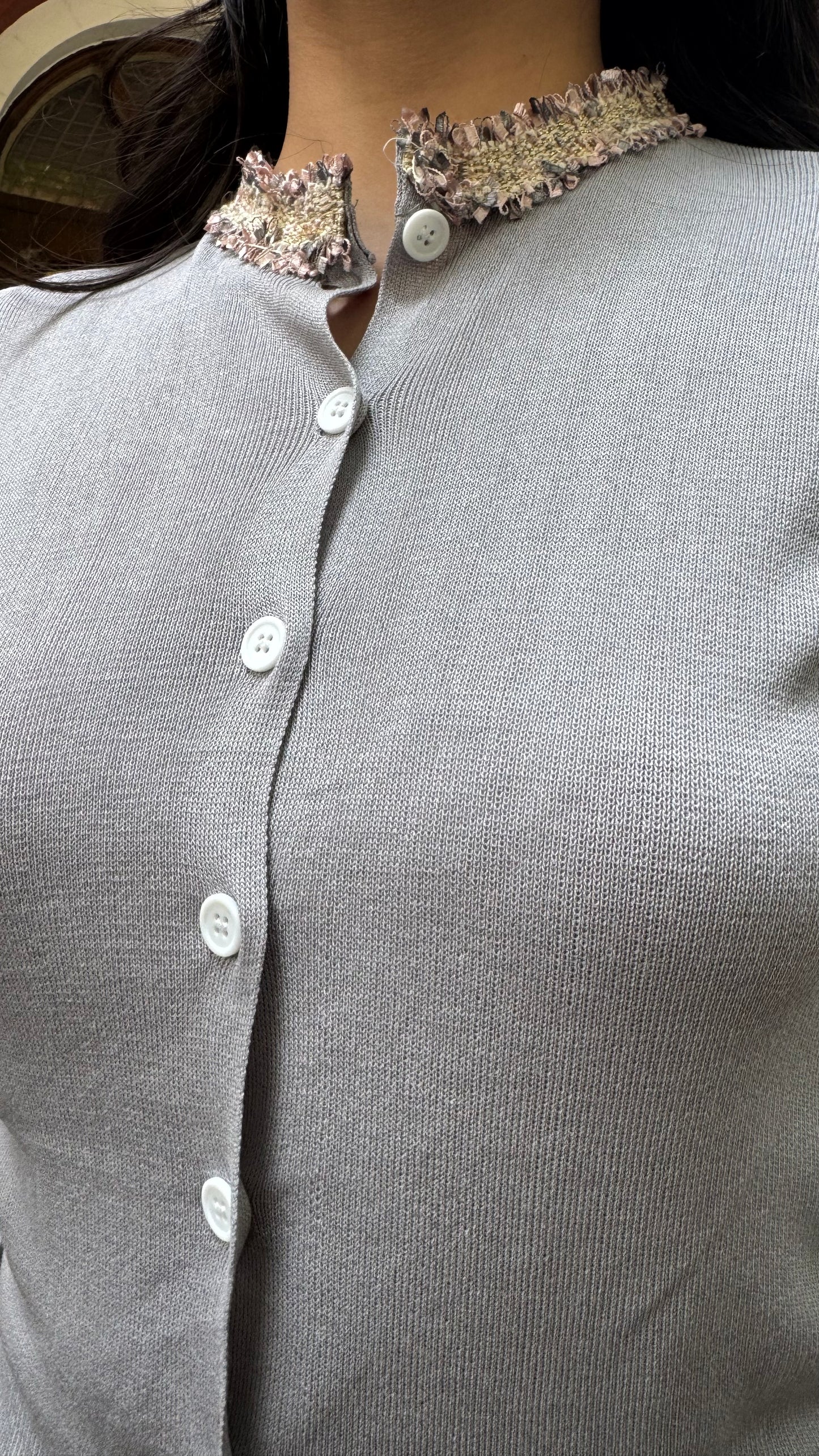 Korean Collared Cardigan - Grey