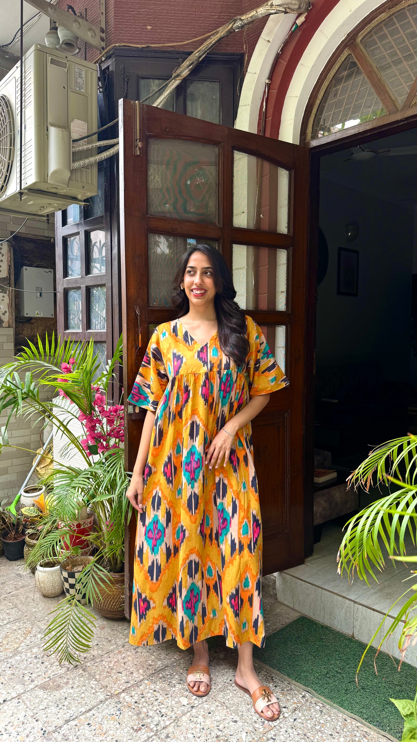 Maternity Empire Padded Cotton Lounge Dress – Mustard (Premium Collection)